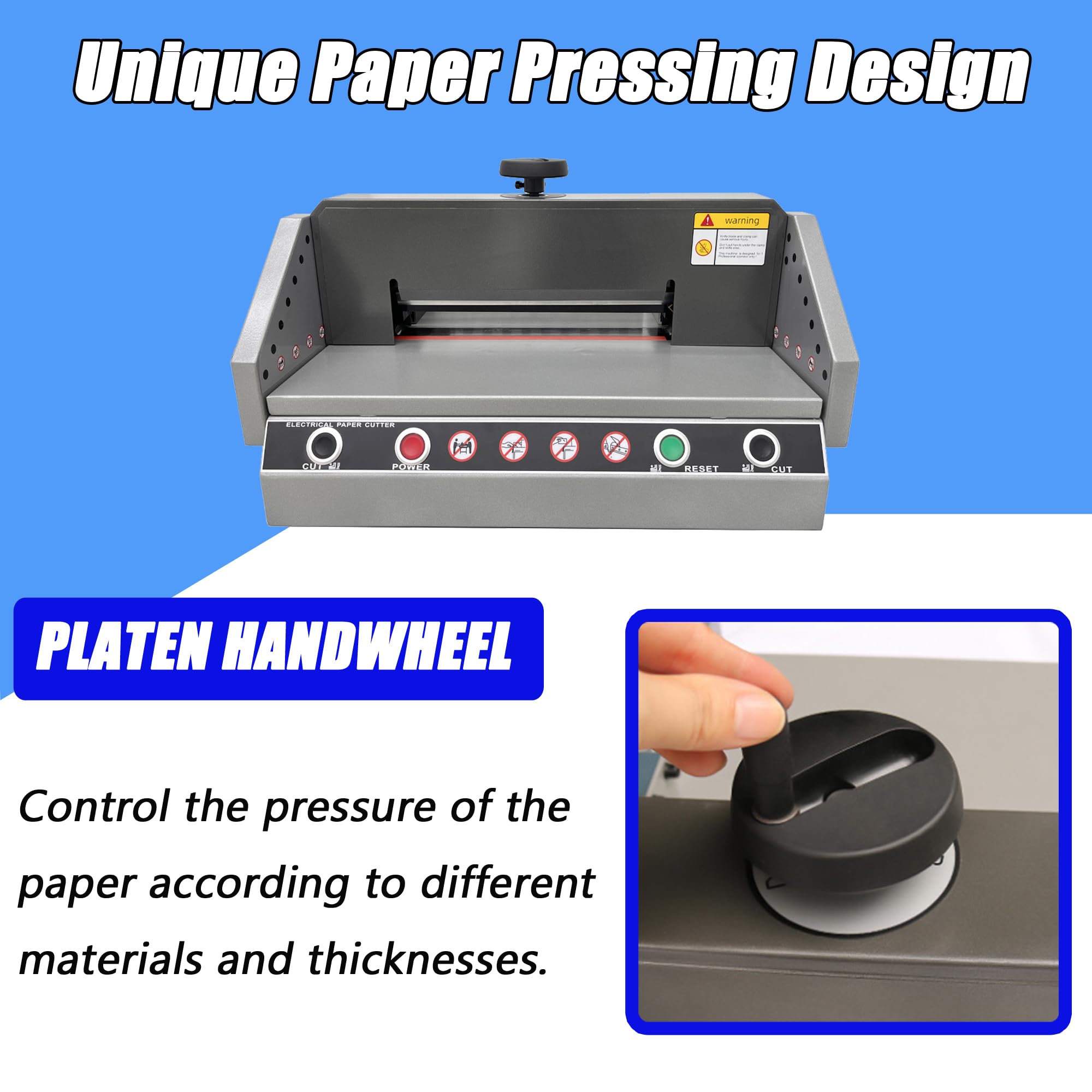 TECHTONGDA 13-inch Electric Paper Cutter - Desktop Paper Trimmer with Push Device & Handwheel Press - Perfect for Office, School, Crafting & Document Cutting