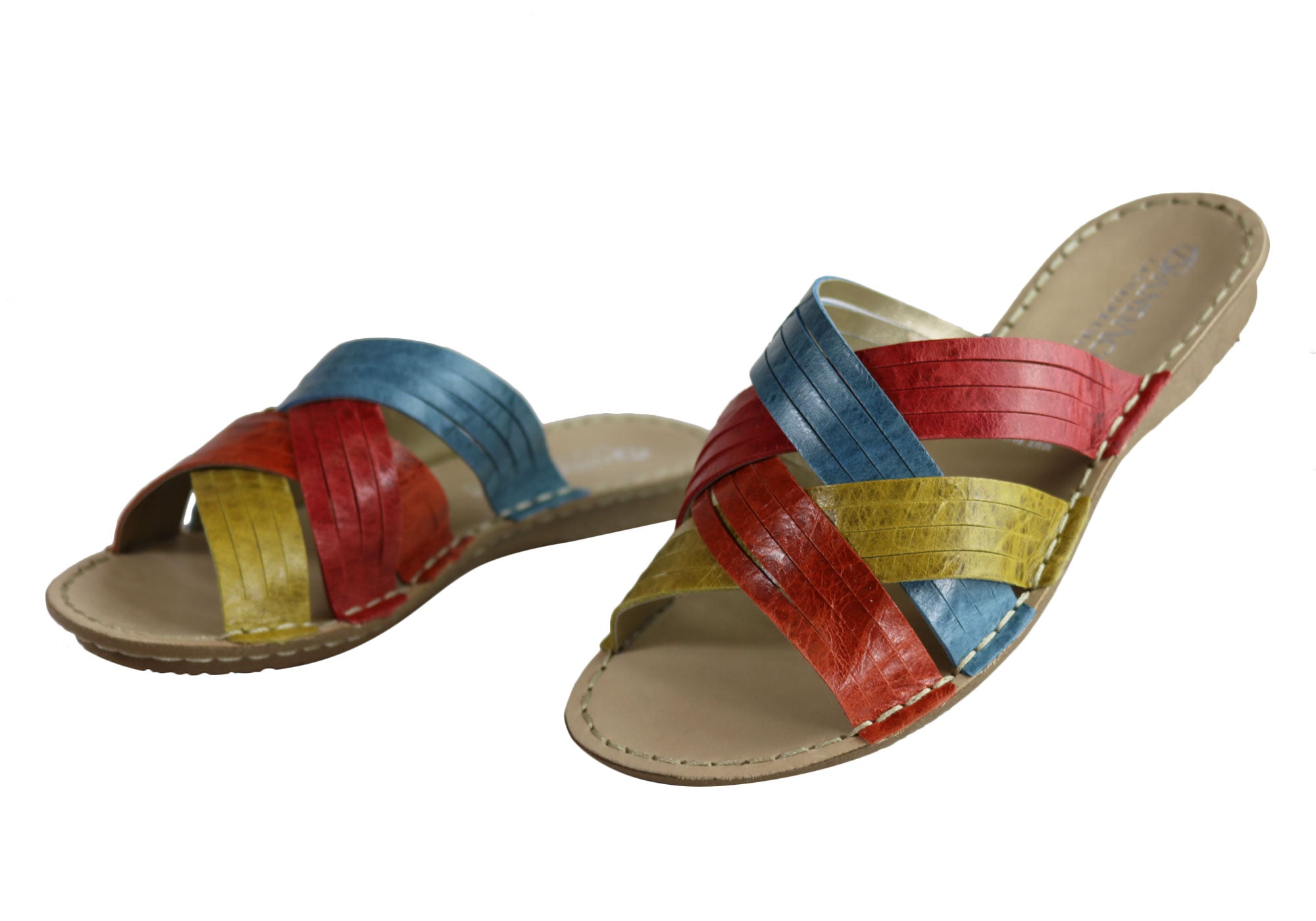 Andacco Memba Women's Comfortable Leather Slide Sandals - Handmade in Brazil - Perfect for Beach, Pool & Summer Vacations