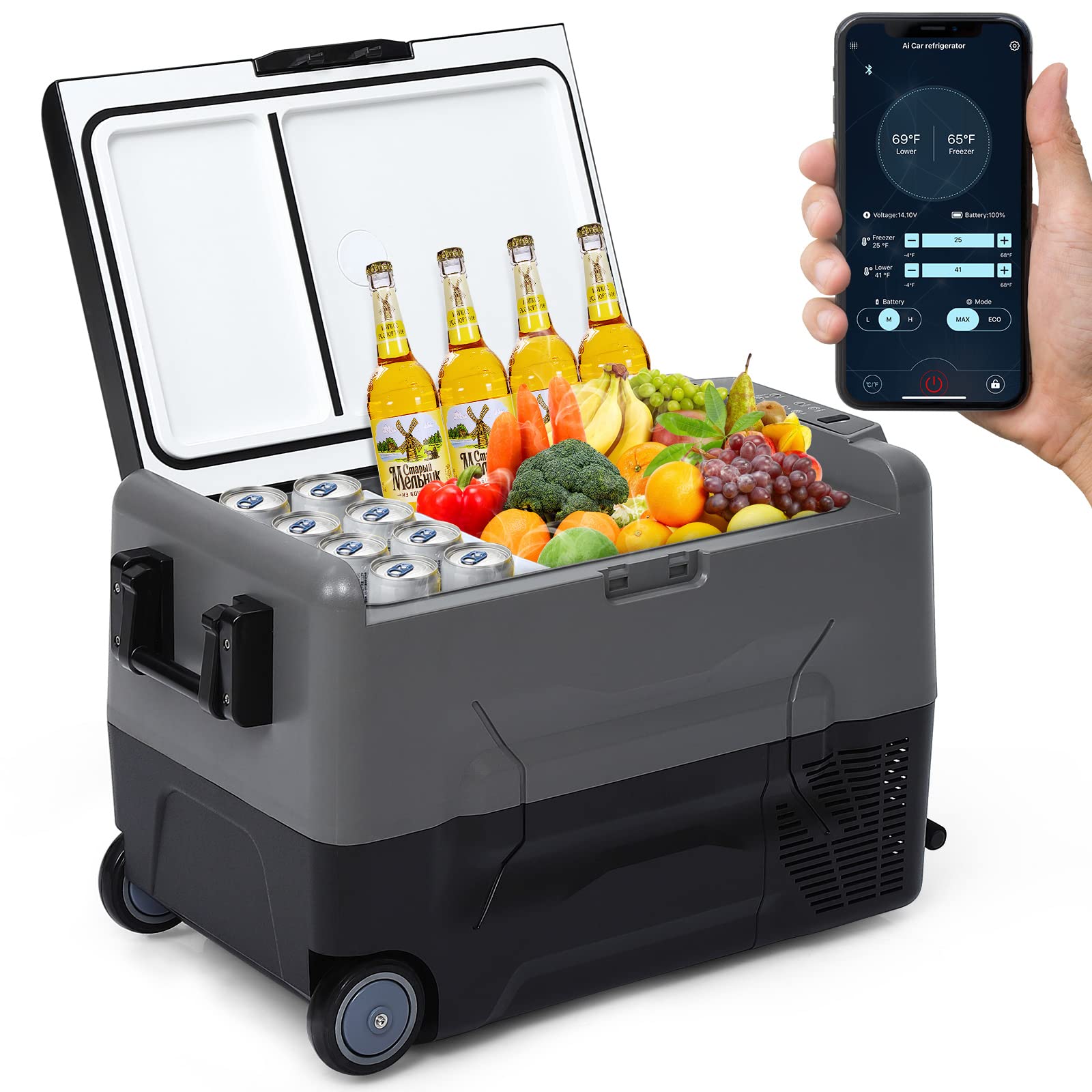 GARVEE 35L Portable Car Refrigerator Freezer - Dual Zone RV Fridge with APP Control for Camping, Travel, Fishing, Outdoor & Home Use - Perfect for Road Trips, Picnics & Tailgating