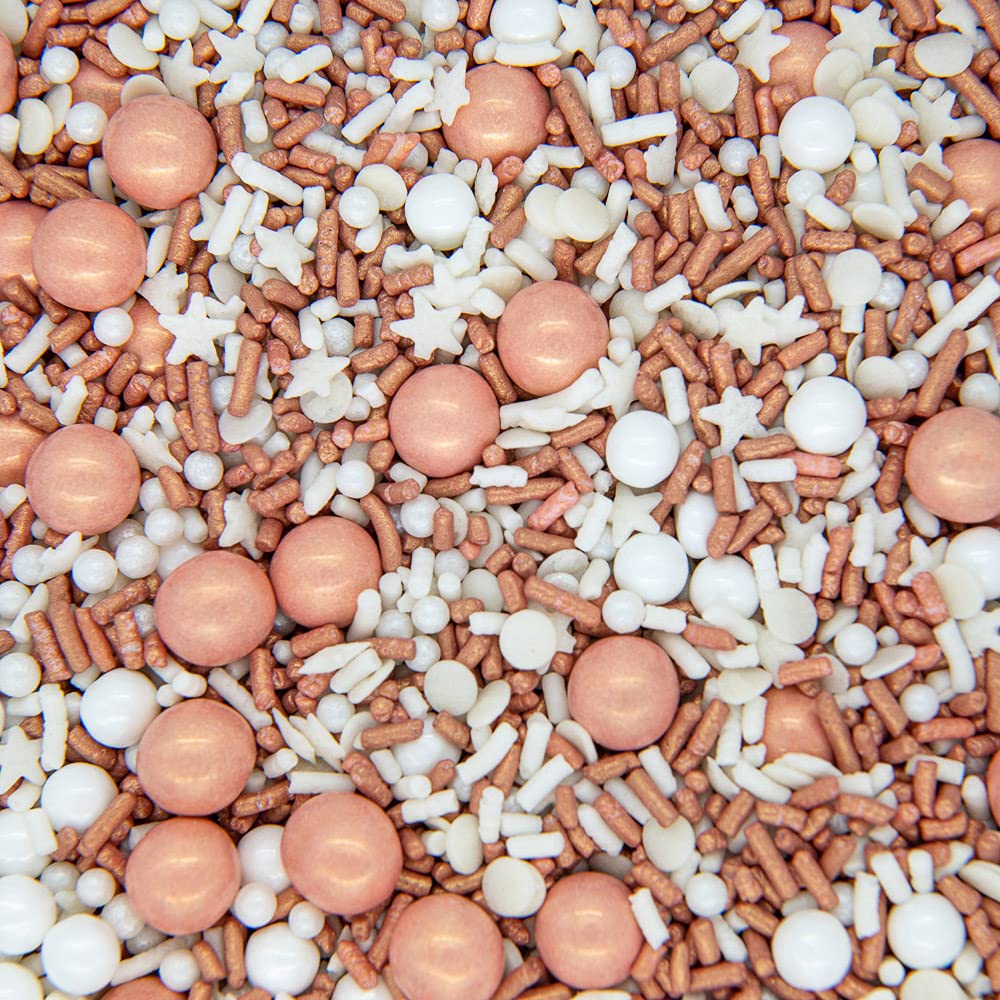 Edible Rose Gold Cake Sprinkles & Sugar Pearls - Premium Cupcake Decorations for Baking, Wedding Cakes, Birthday Parties & Dessert Toppings