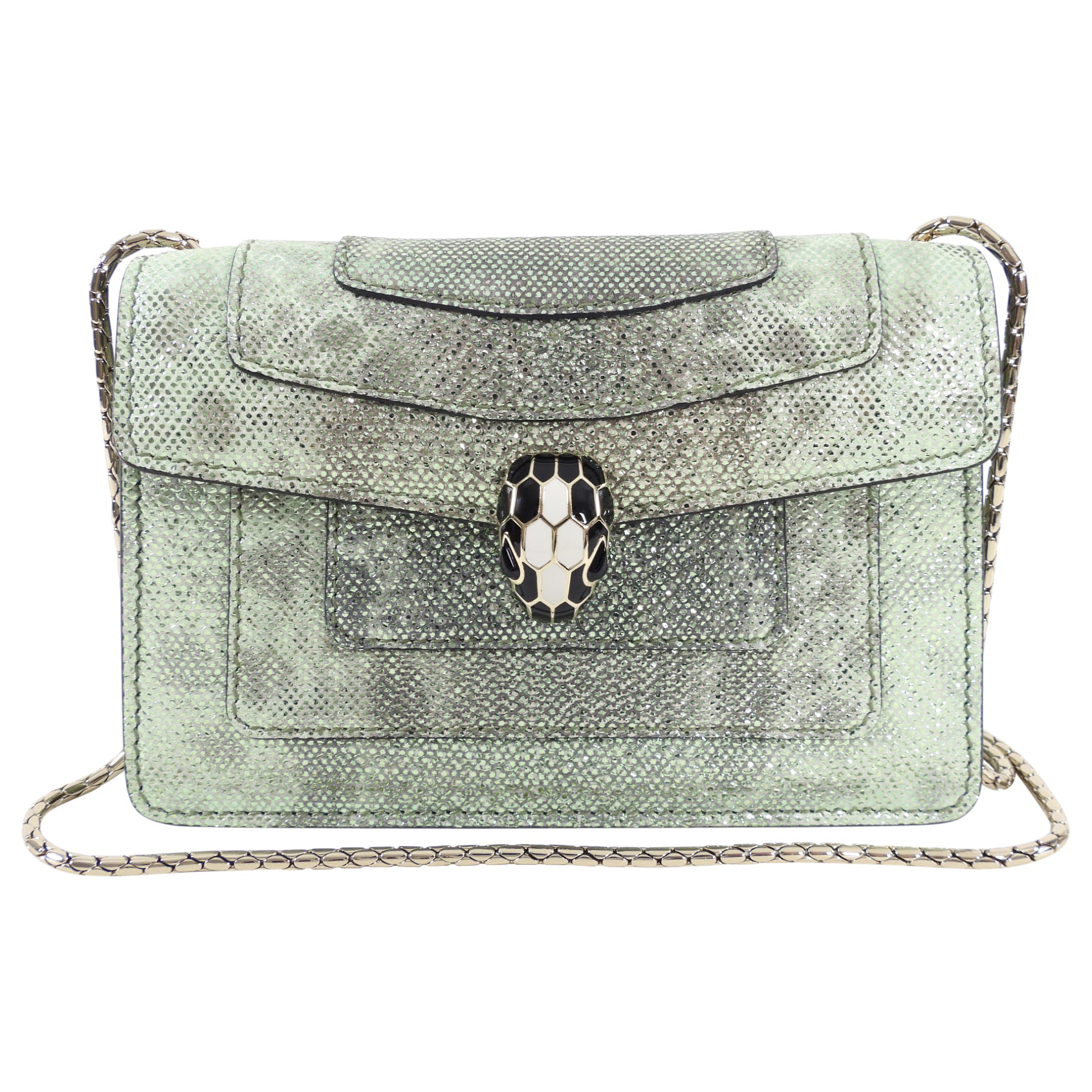 Bulgari Mini Metallic Green Serpenti Forever Crossbody Bag - Luxury Designer Handbag for Women | Perfect for Evening Parties, Date Nights & Special Occasions