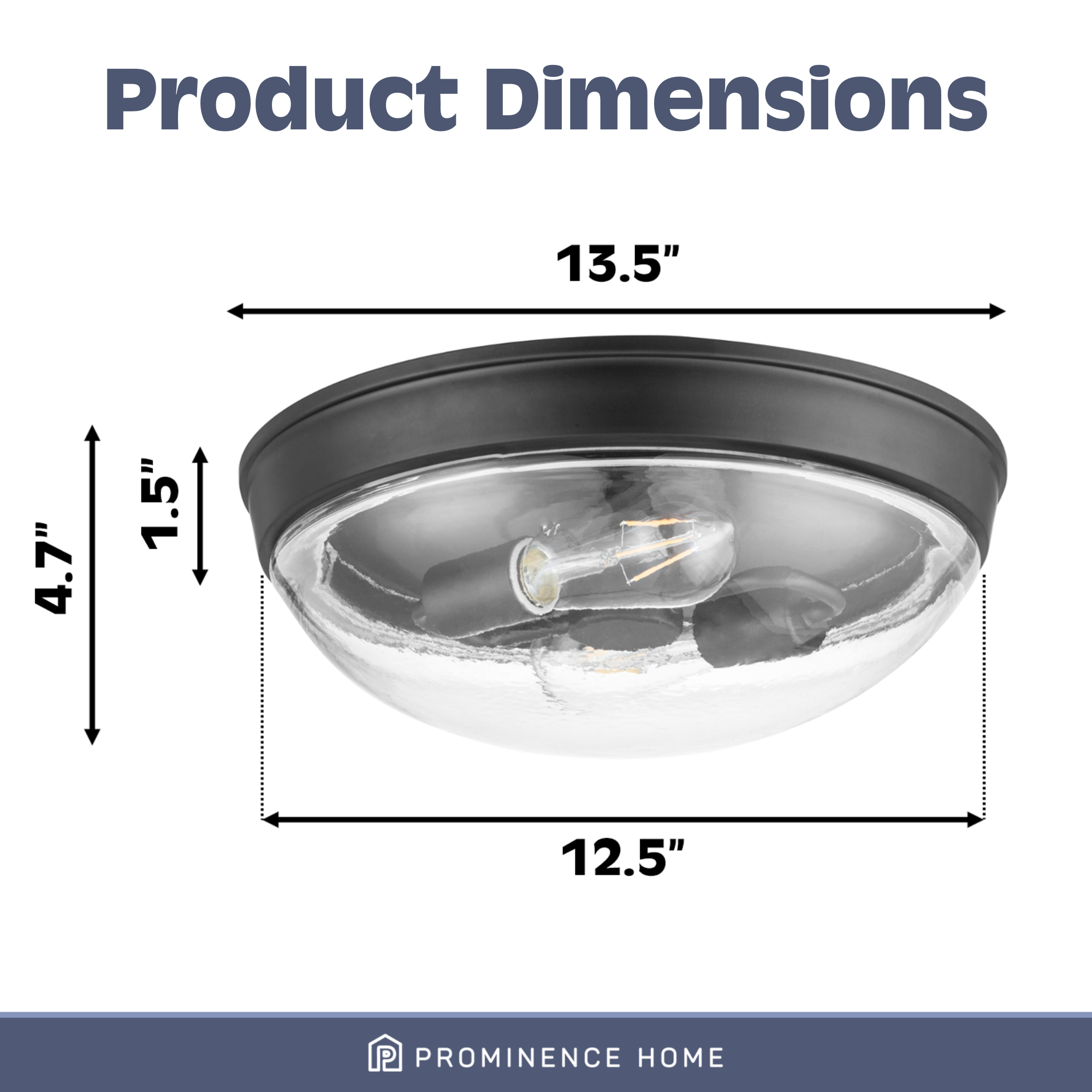 Madalyn Dome Flushmount Light Fixture - Clear Glass with Espresso Finish | Modern Ceiling Lighting for Bedroom, Kitchen & Hallway