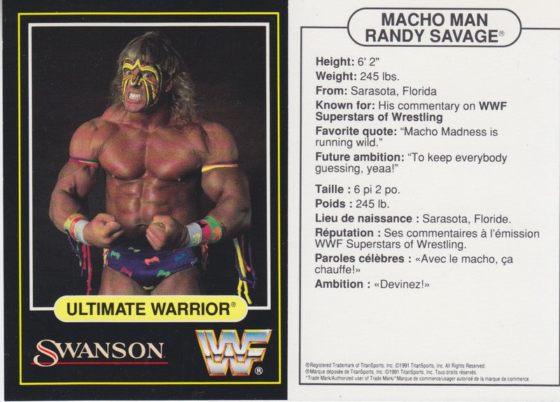 1991 Swanson WWF Wrestling Trading Cards Complete Set of 12 - Near Mint Condition, Collector's Edition (2017 Value $125) - Perfect for WWF Memorabilia Collectors and Wrestling Fans