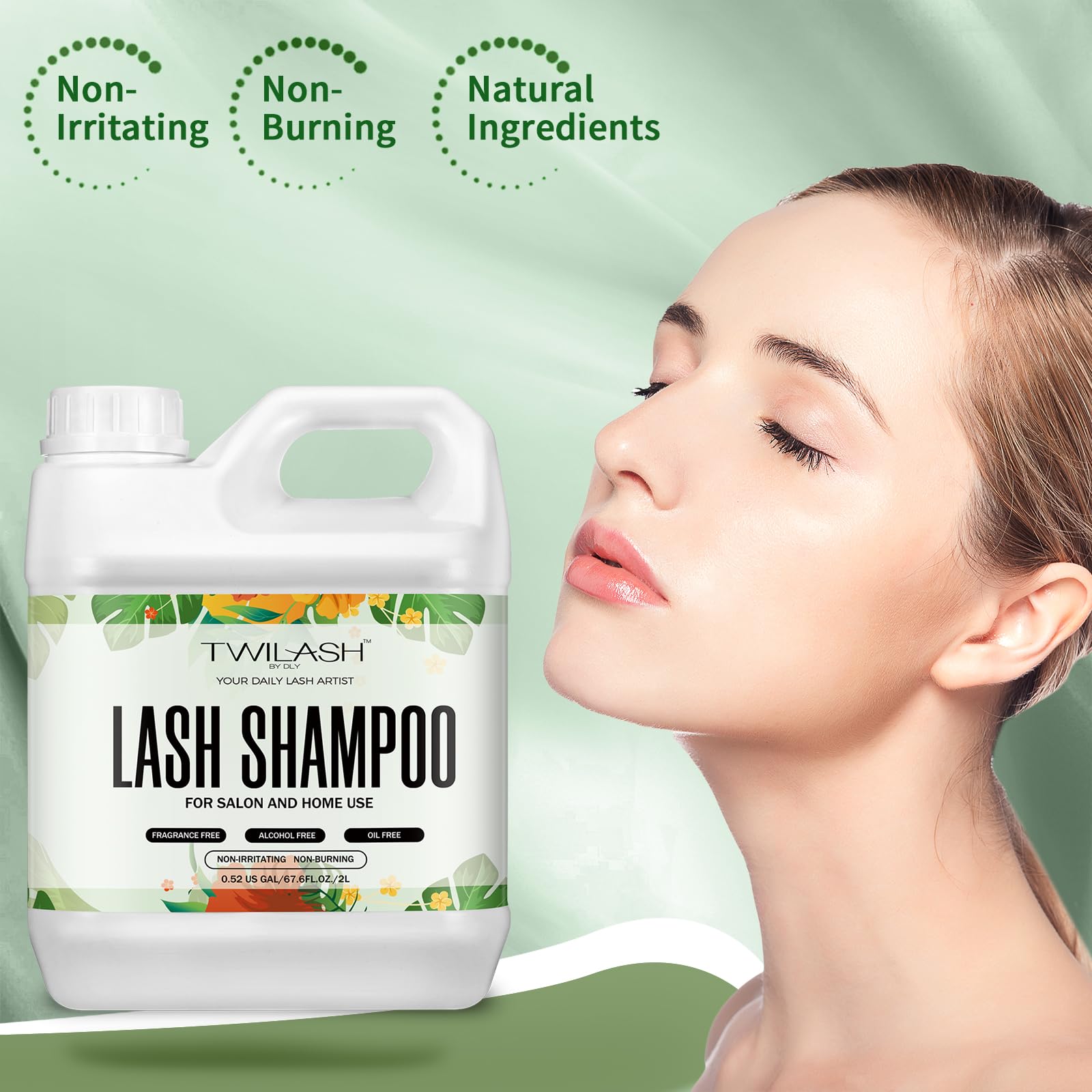 Professional Eyelash Cleanser Shampoo for Extensions - 2 Liters Bulk Set with 3 Foam Pump Bottles & Cleansing Brushes - Salon & Home Use - Gentle Foaming Lash Wash for Daily Hygiene & Makeup Removal