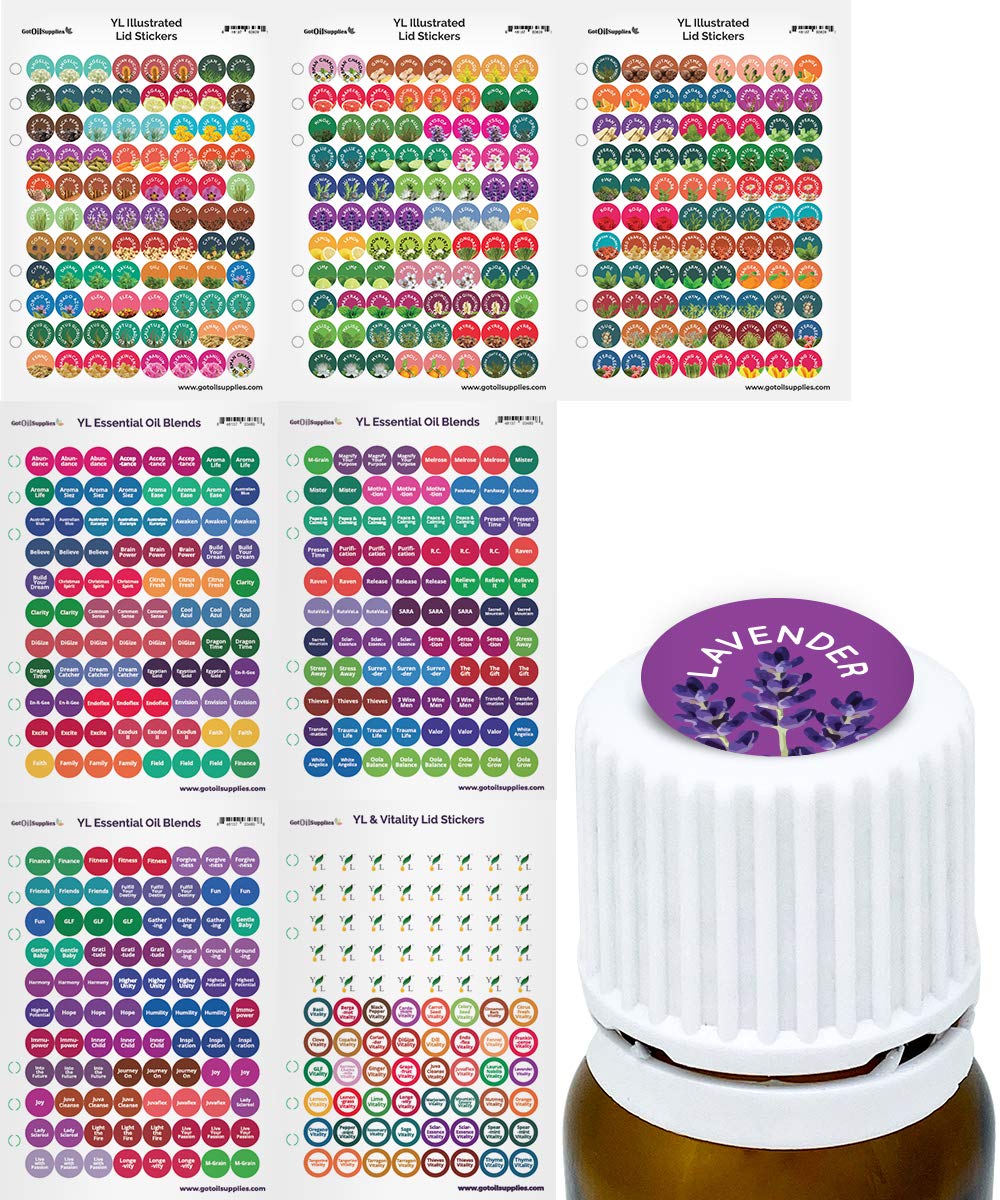 Young Living Essential Oil Labels - Hand Drawn Stickers for Roller Bottles | 616 Premium Stickers in 7 Sheets | Perfect for Organizing YL Singles & Blends | Ideal for Aromatherapy, DIY Blends & Home Organization
