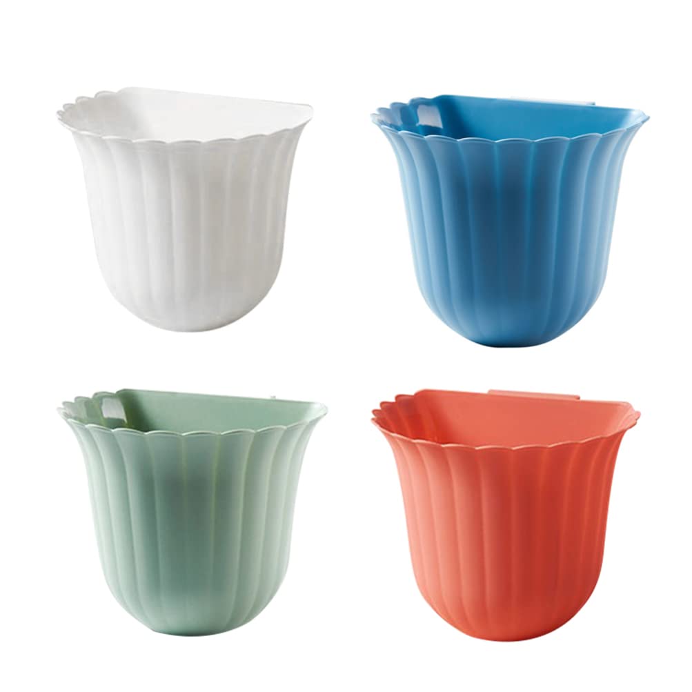 DOITOOL 4pcs Multi-Color Mini Hanging Trash Can for Kitchen Cabinet Door - Compact Garbage Bin for Home, Office, and RV Use