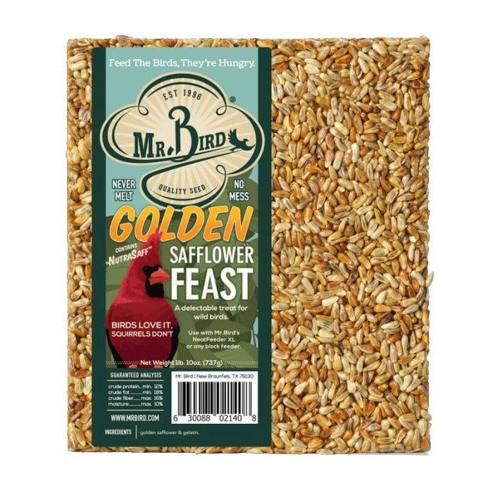 Premium Golden Safflower Feast Block - Large Size for Birds | Nutritious Bird Food for Parrots, Cockatiels & Finches | Perfect for Daily Feeding & Training Treats