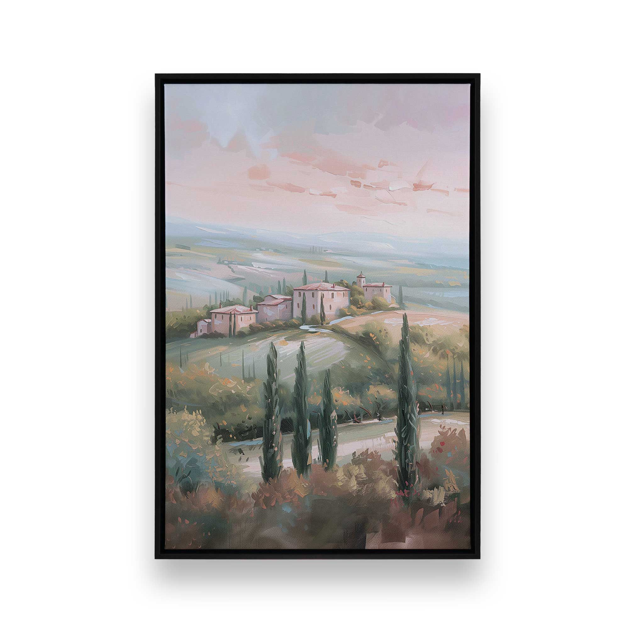 Dusk's Glow in Tuscany v1 Canvas Wall Art Print - Italian Landscape Painting for Living Room, Bedroom & Office Decor