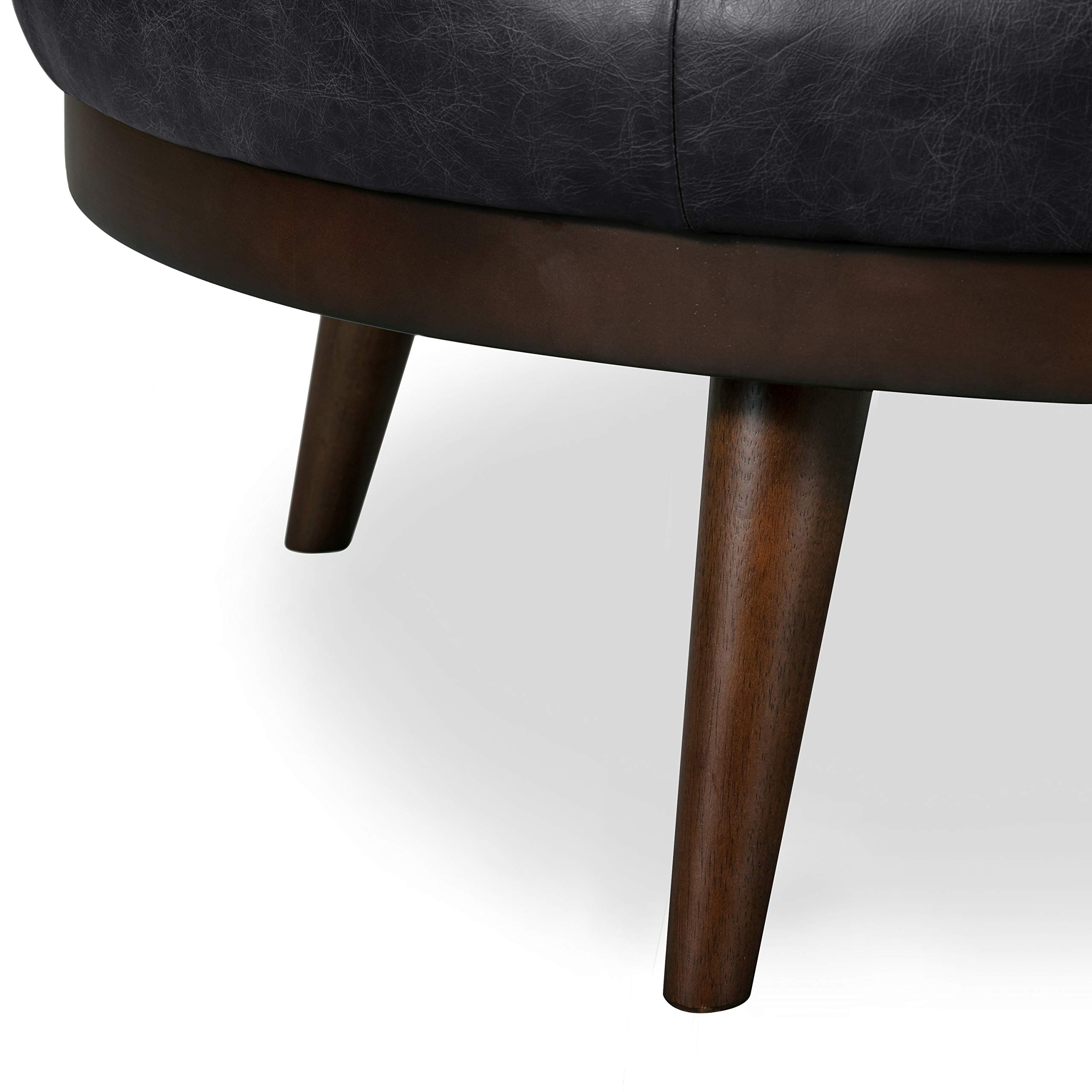 Premium Full-Grain Italian Leather Ottoman - POLY & BARK Gio Ottoman in Onyx Black - Luxurious Footrest & Living Room Accent Piece for Modern Home Decor