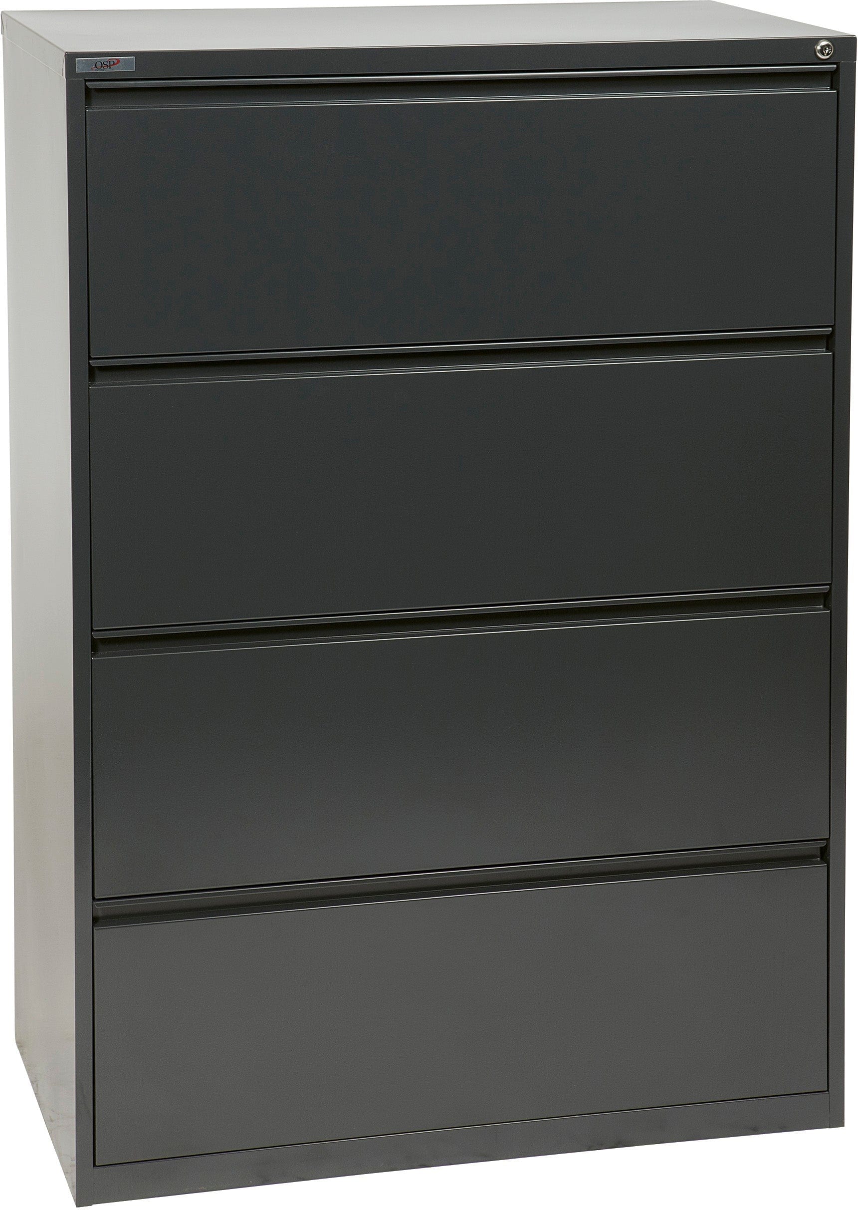 Office Star 4-Drawer Lateral File Cabinet with Removable Core Lock & Adjustable Glides - Secure Document Storage for Home Office or Business Use [LF4]