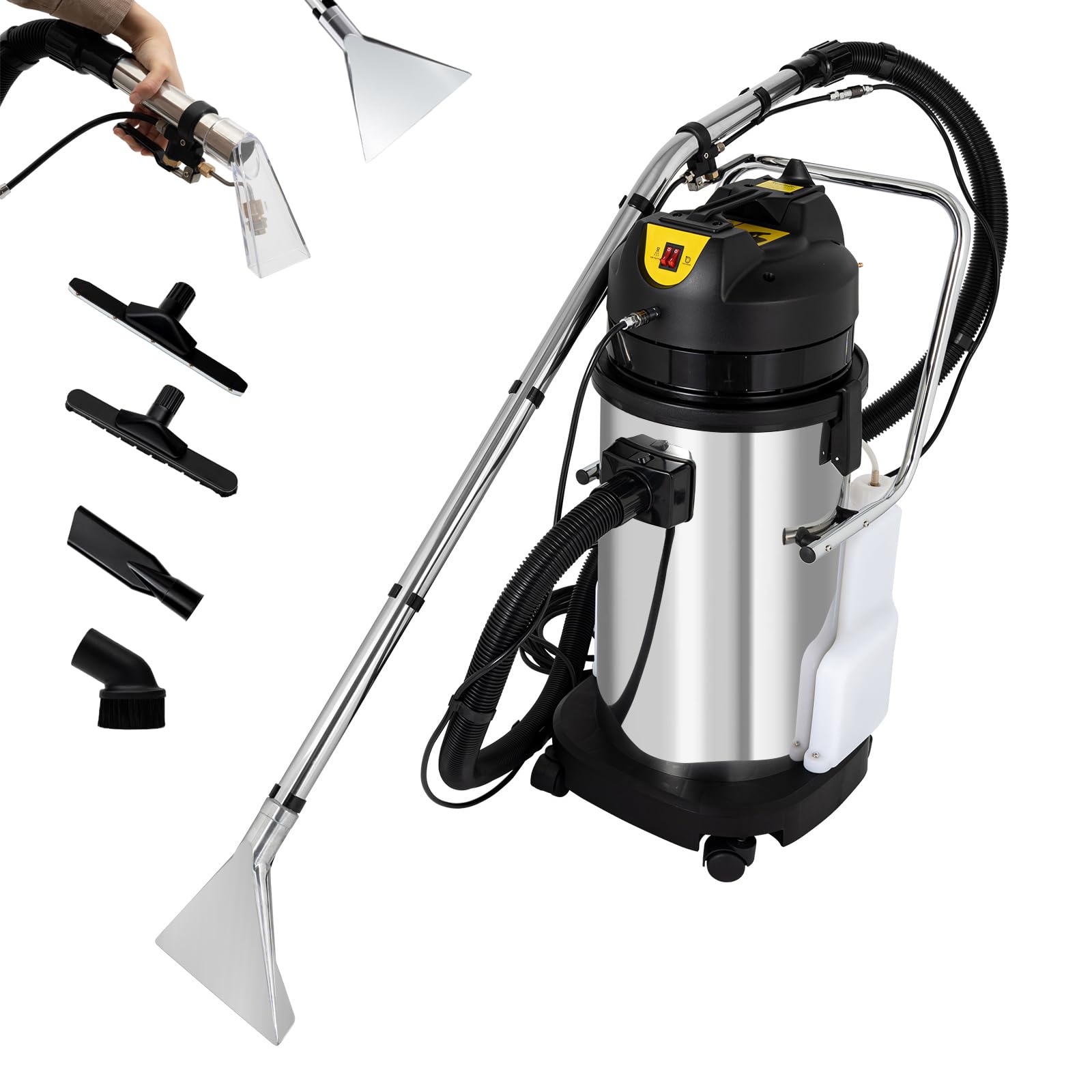 1000W 3-in-1 Commercial Carpet Cleaner Machine - 40L/11Gal Professional Carpet Extractor with Spray & Vacuum for Deep Cleaning - Ideal for Hotels, Offices & Home Use (Ships in 2 Packages)