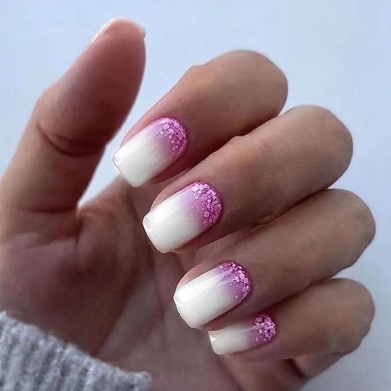 Ombre Purple White with Glitter A01