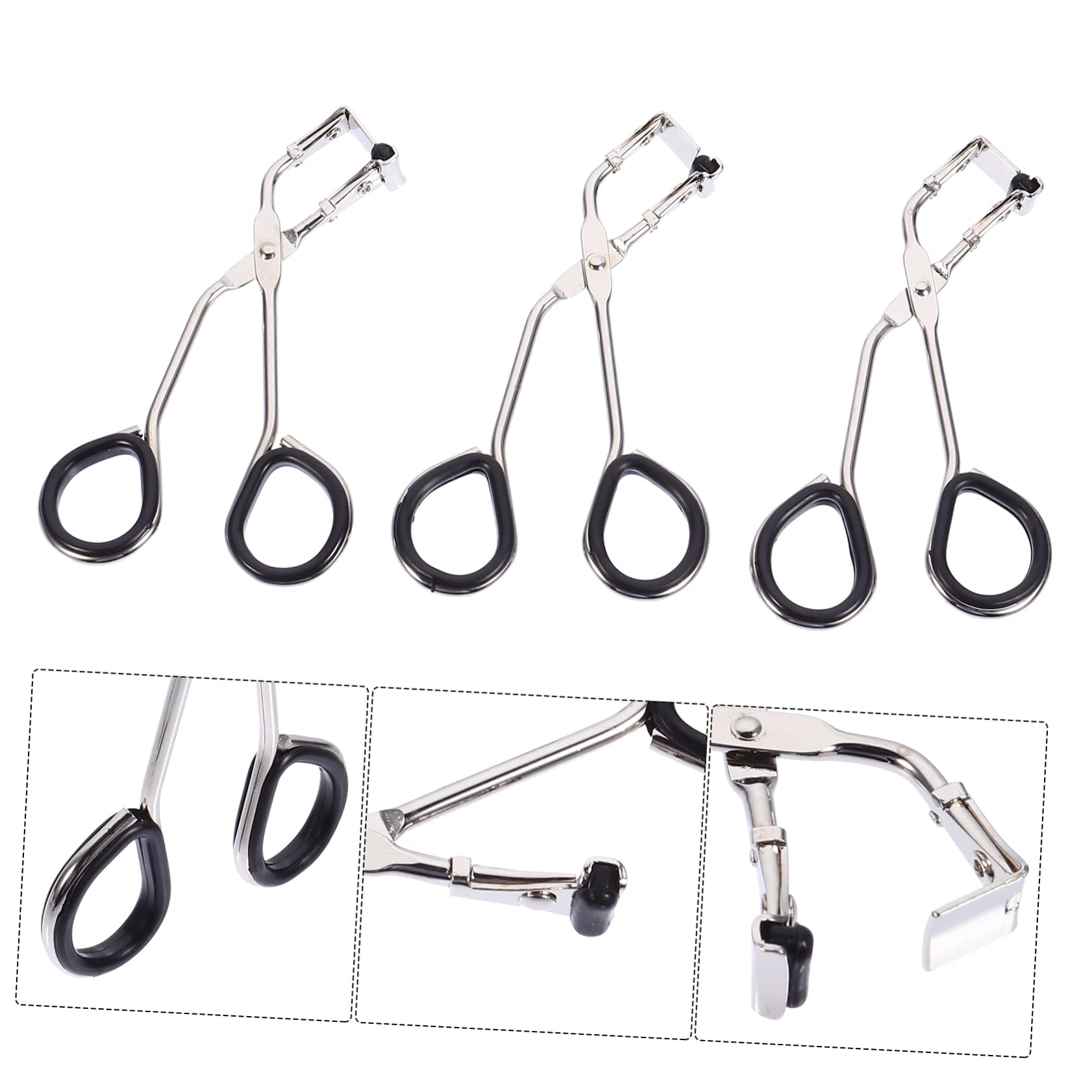 FOMIYES 3 Sets False Eyelash Curler Tools with Silicone Pad - Professional Eyelash Extension Clips for Easy Makeup Application - Perfect for Salon, Home Use & DIY Lash Lifting