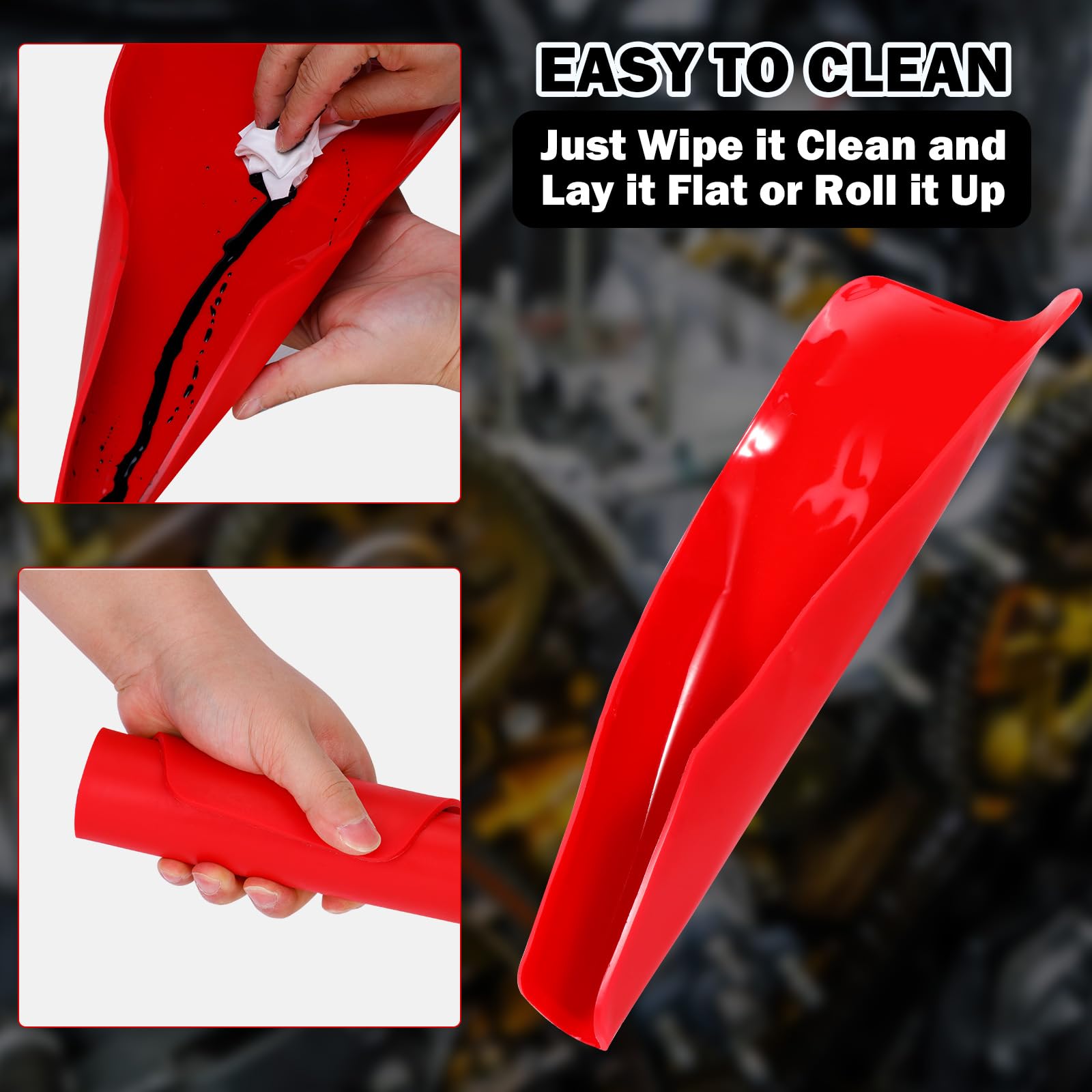 Flexible Oil Change Funnel - Spill-Free, Easy to Clean & Foldable for Lawnmowers, Snowplows, Trucks & Motorcycles | Perfect for Tight Spaces & DIY Auto Maintenance