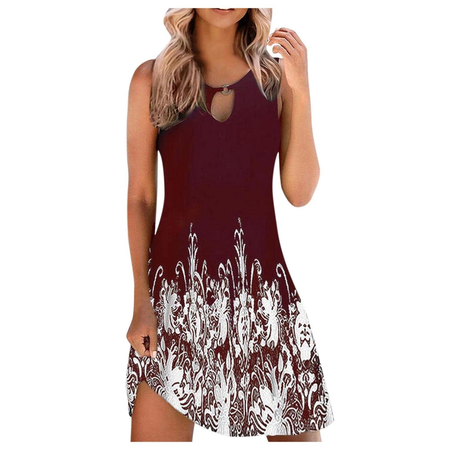 Gibobby Women's Casual Summer Sleeveless Spaghetti Strap Swing Dress - Sexy Floral Print Loose Beach Dress for Vacation, Pool Party & Outdoor Date Night