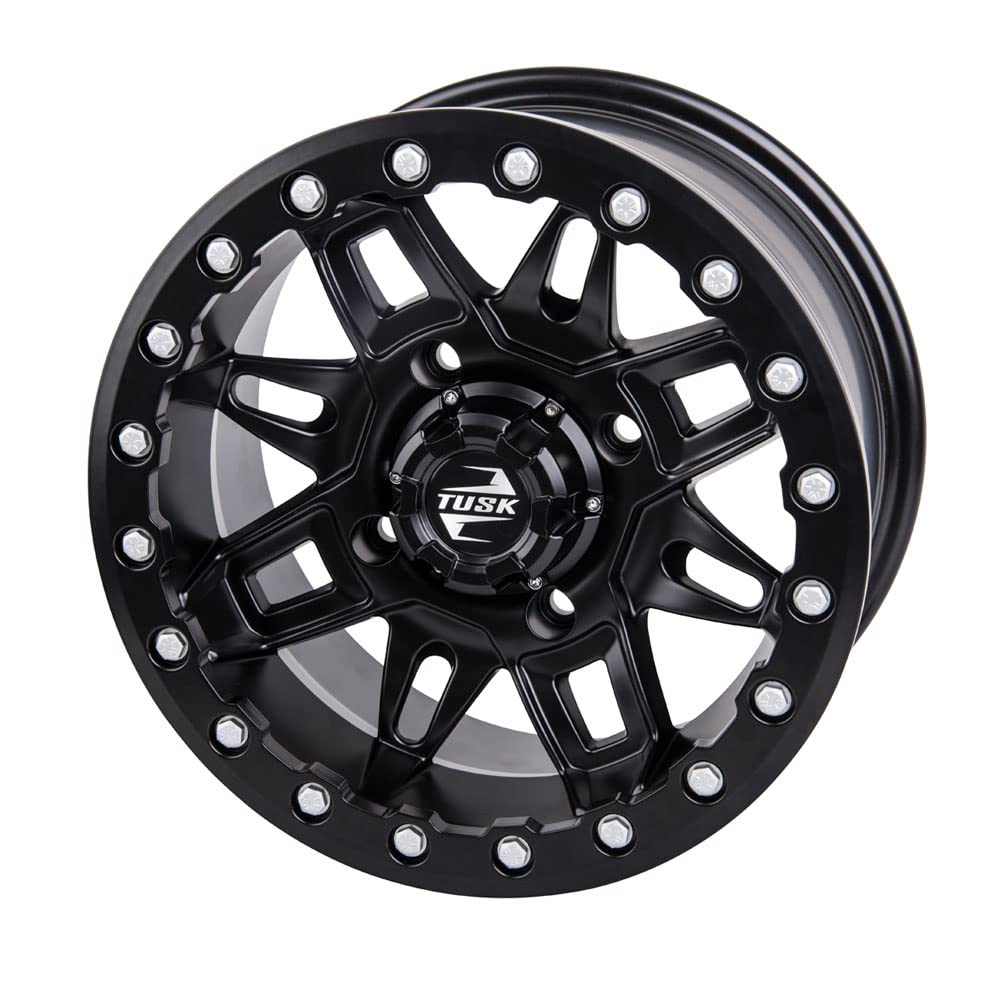 4/137 Tusk Wasadlock Beadlock Wheel 14x7 4.0 + 3.0 Matte Black for CAN-AM Maverick 1000 X DS (2015-2016) - Durable Off-Road Wheels for ATV & UTV Adventures