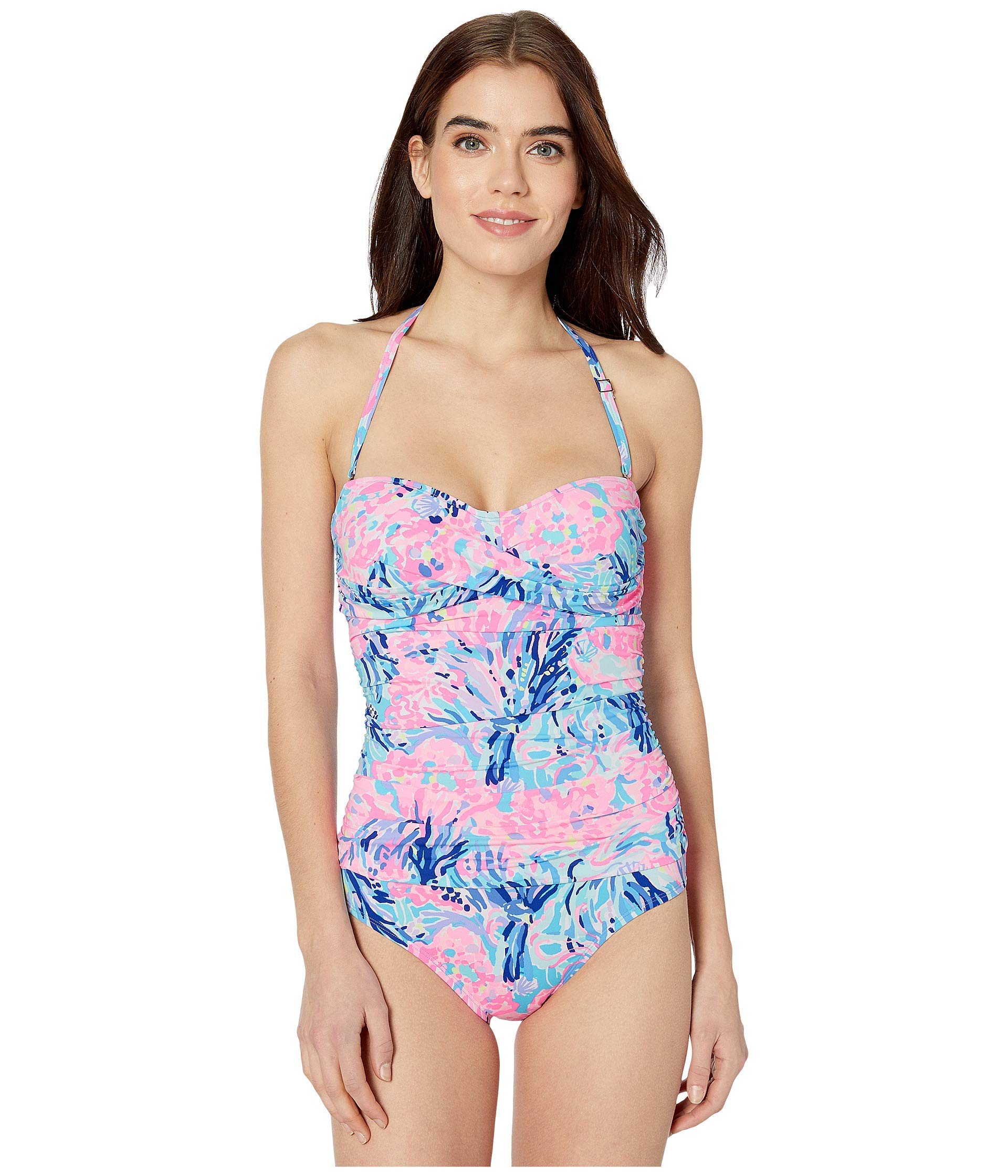Lilly Pulitzer Women's Flamenco One-Piece Swimsuit - Periwinkle Purple Floral Print - Size 14 - Perfect for Beach Vacations, Pool Parties & Summer Getaways