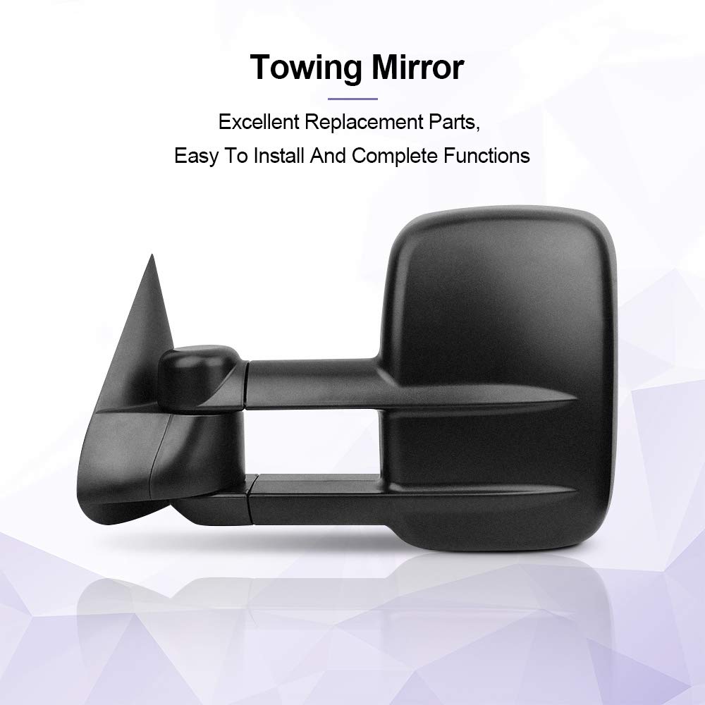 Upgraded Power Heated Towing Mirrors for 2003-2006 Chevy Silverado 1500/2500/3500 & GMC Sierra 1500/2500/3500 - Suburban 1500/2500, Tahoe, Yukon - LED Turn Signal Lights - Perfect for Towing, Camping & Off-Road Adventures