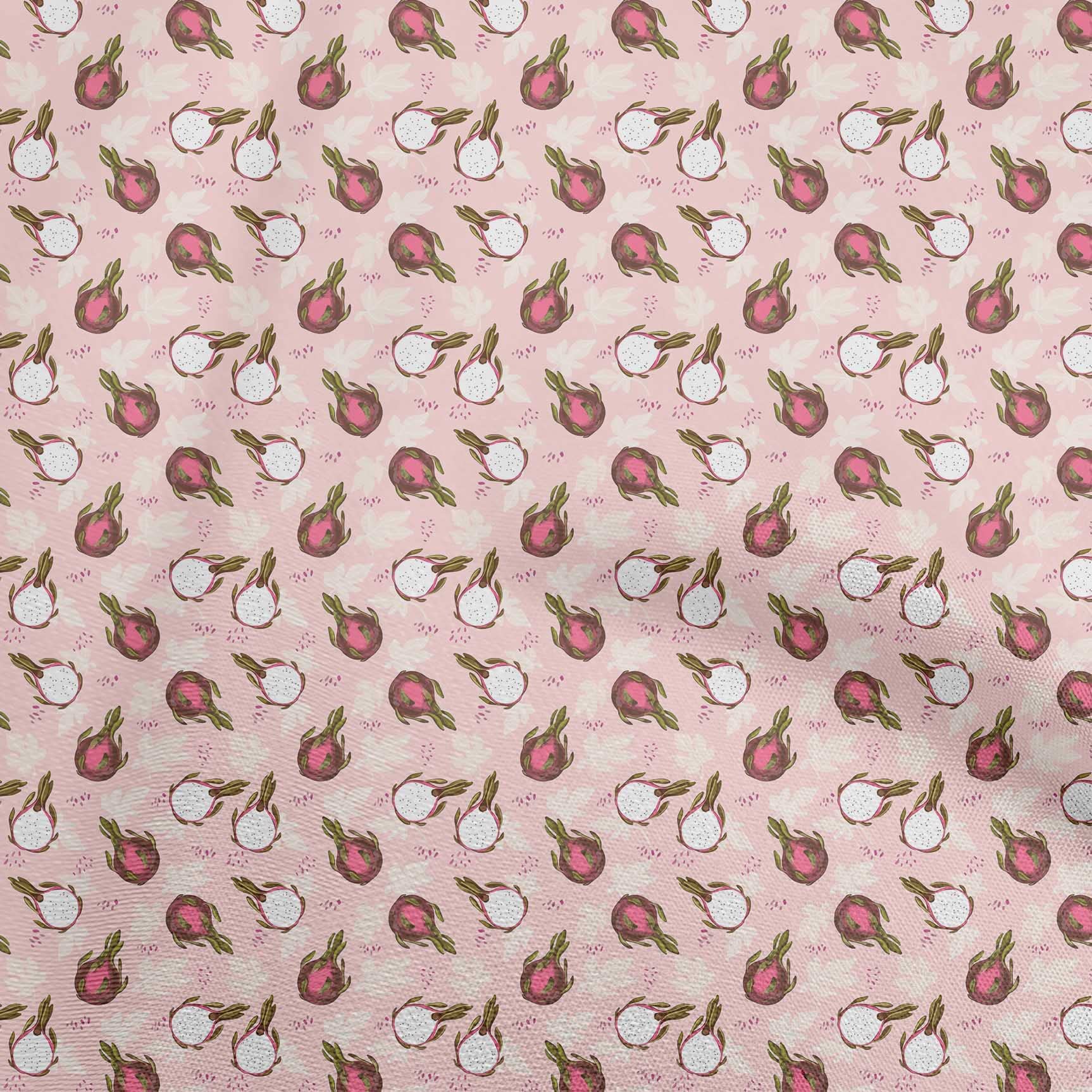 Premium 100% Cotton Cambric Fabric - Soft Baby Pink Dragonfruit Print Dress Material, 42 Inches Wide | Perfect for DIY Dresses, Skirts, and Baby Clothes