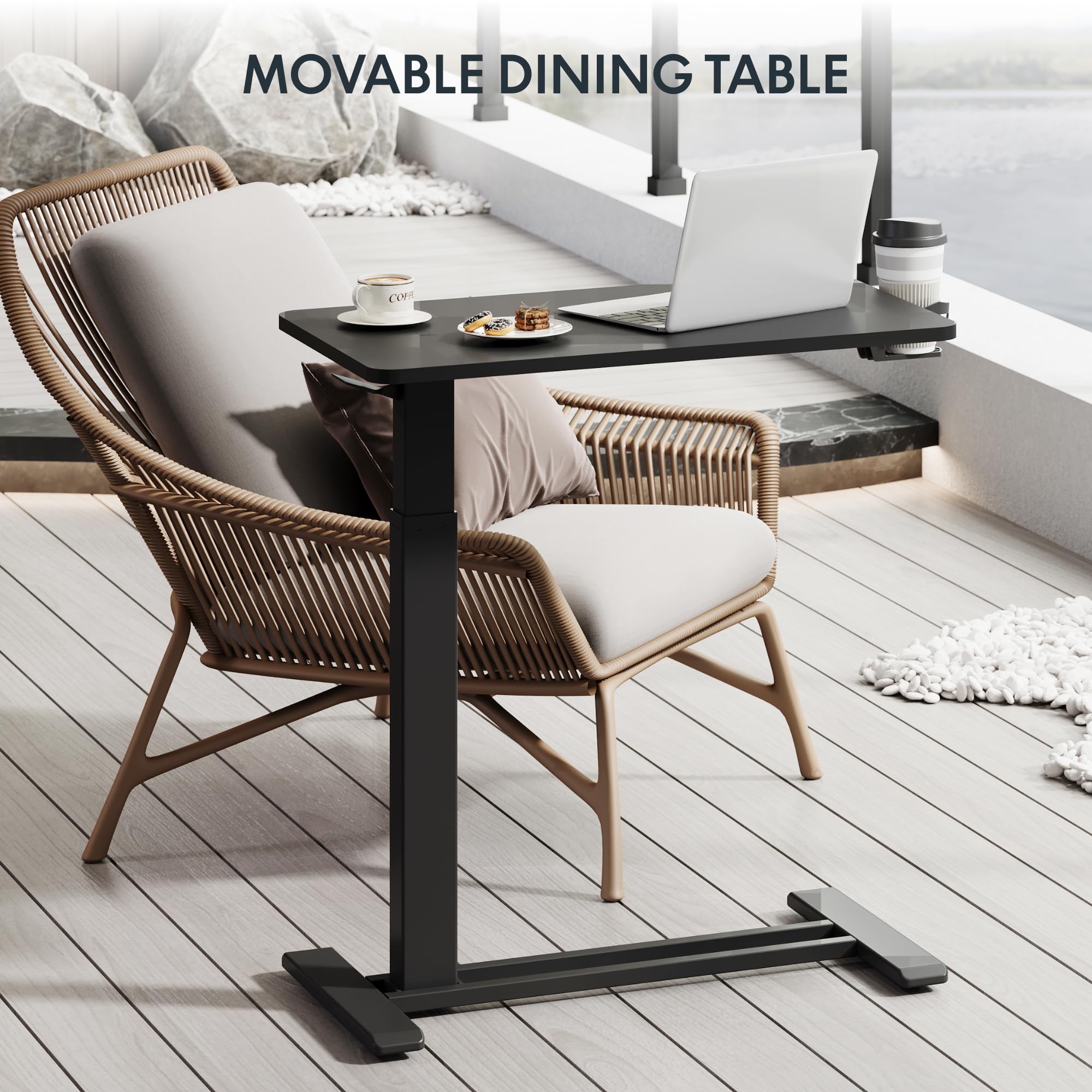 Flexispot Adjustable Overbed Table with Wheels - 27.6