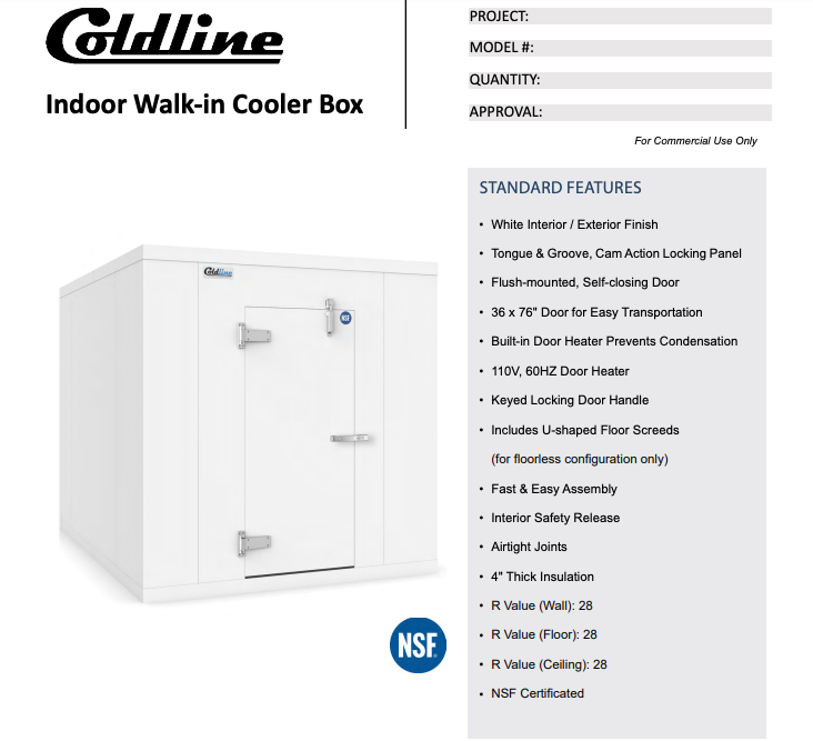 8x12 Walk-In Freezer Box with Floor - Commercial Cold Storage Unit for Restaurants, Grocery Stores & Food Businesses - Heavy Duty Insulated Freezer Room for Meat, Seafood & Frozen Goods Storage