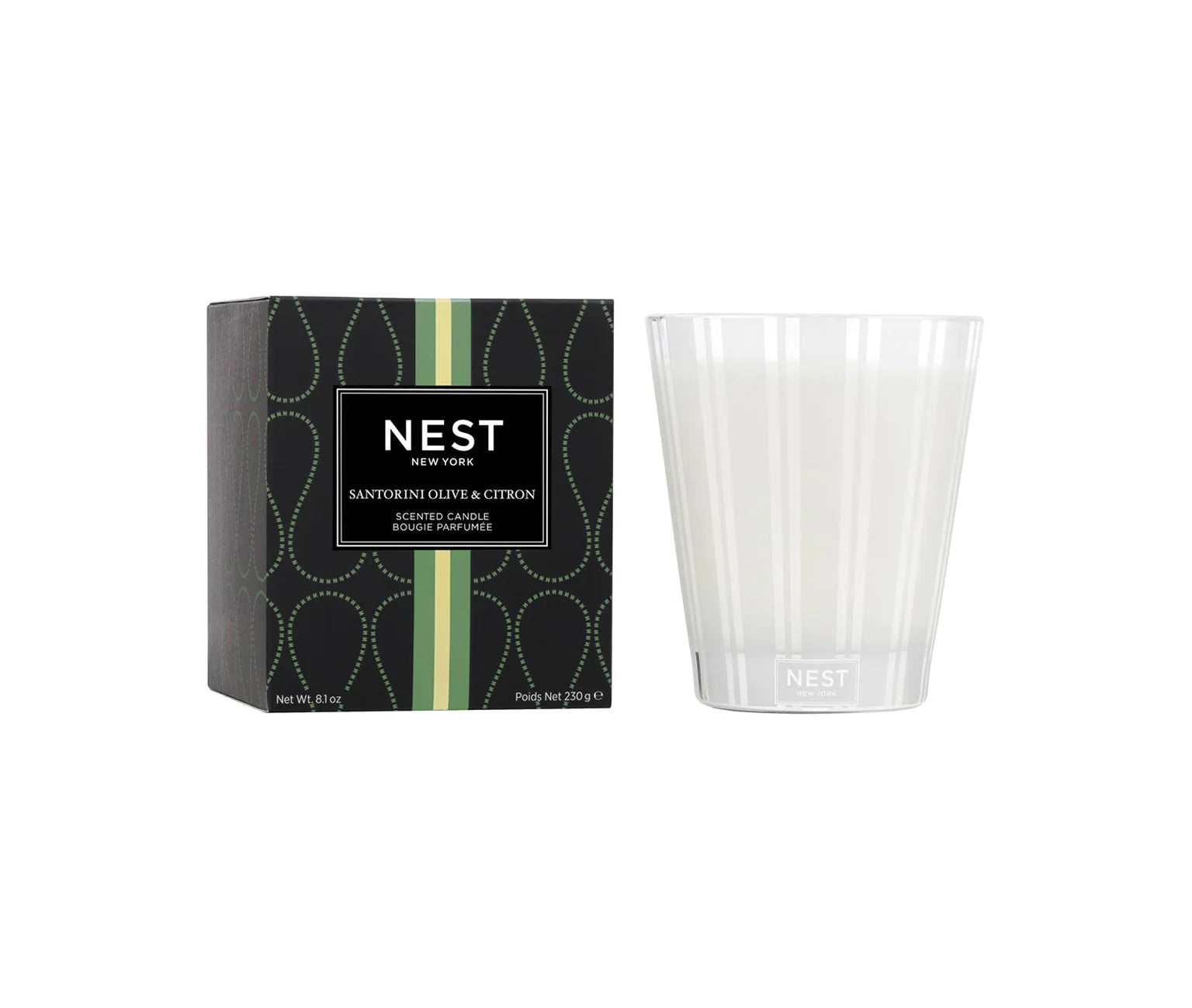 Nest Santorini Olive & Citron Scented Candle - 100% Natural Soy Wax, Long-Lasting Fragrance for Home, Office, Spa & Relaxation
