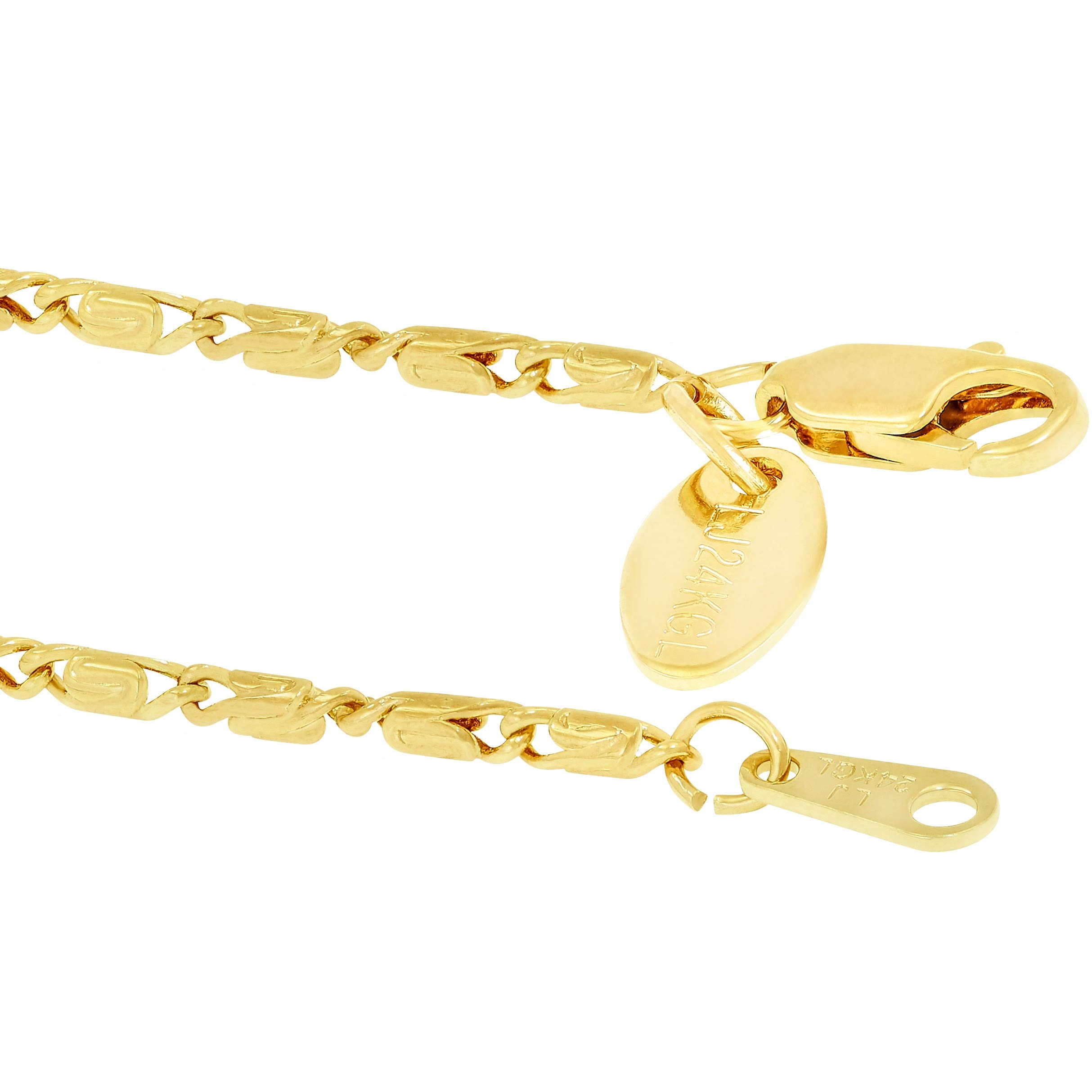 LIFETIME JEWELRY 24K Gold Plated Women's Anklet Bracelet - 2mm Rounded Scroll Design for Everyday Wear, Beach Vacation & Special Occasions