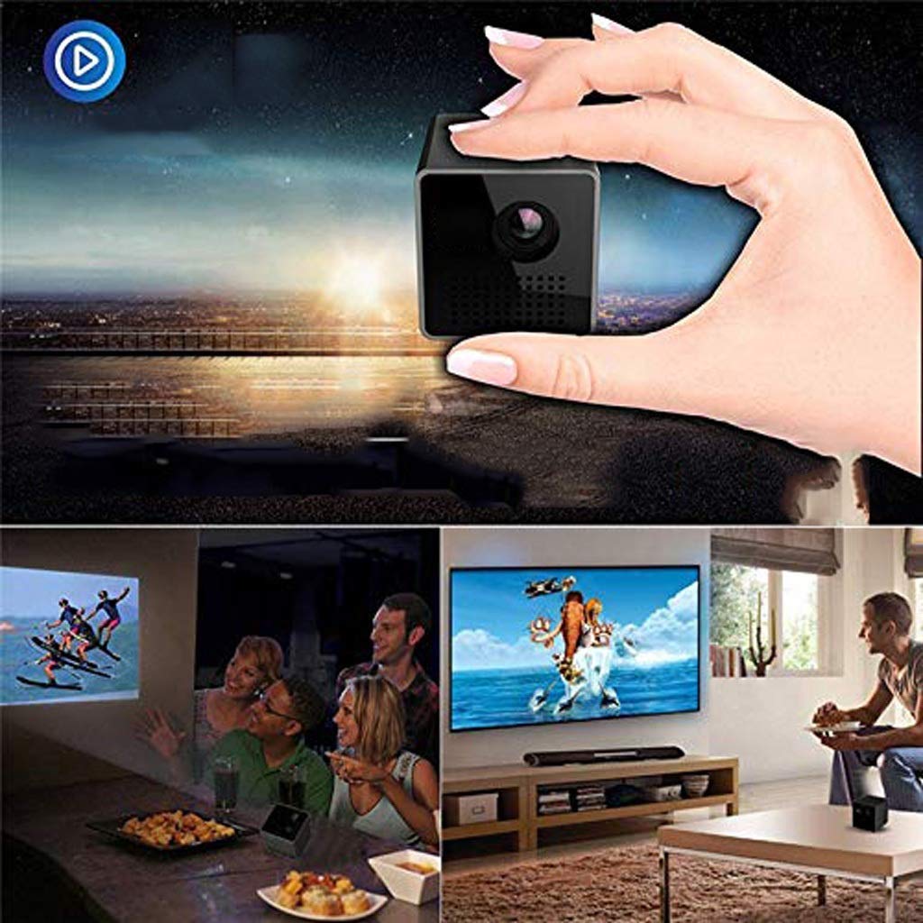 RYMMKOP Mini Projector - Portable Smart DLP Projector for Home Theater, Outdoor Movies & Presentations | Compact HD Projector with Mobile Bracket - Perfect Gift for Movie Nights, Camping & Business Meetings