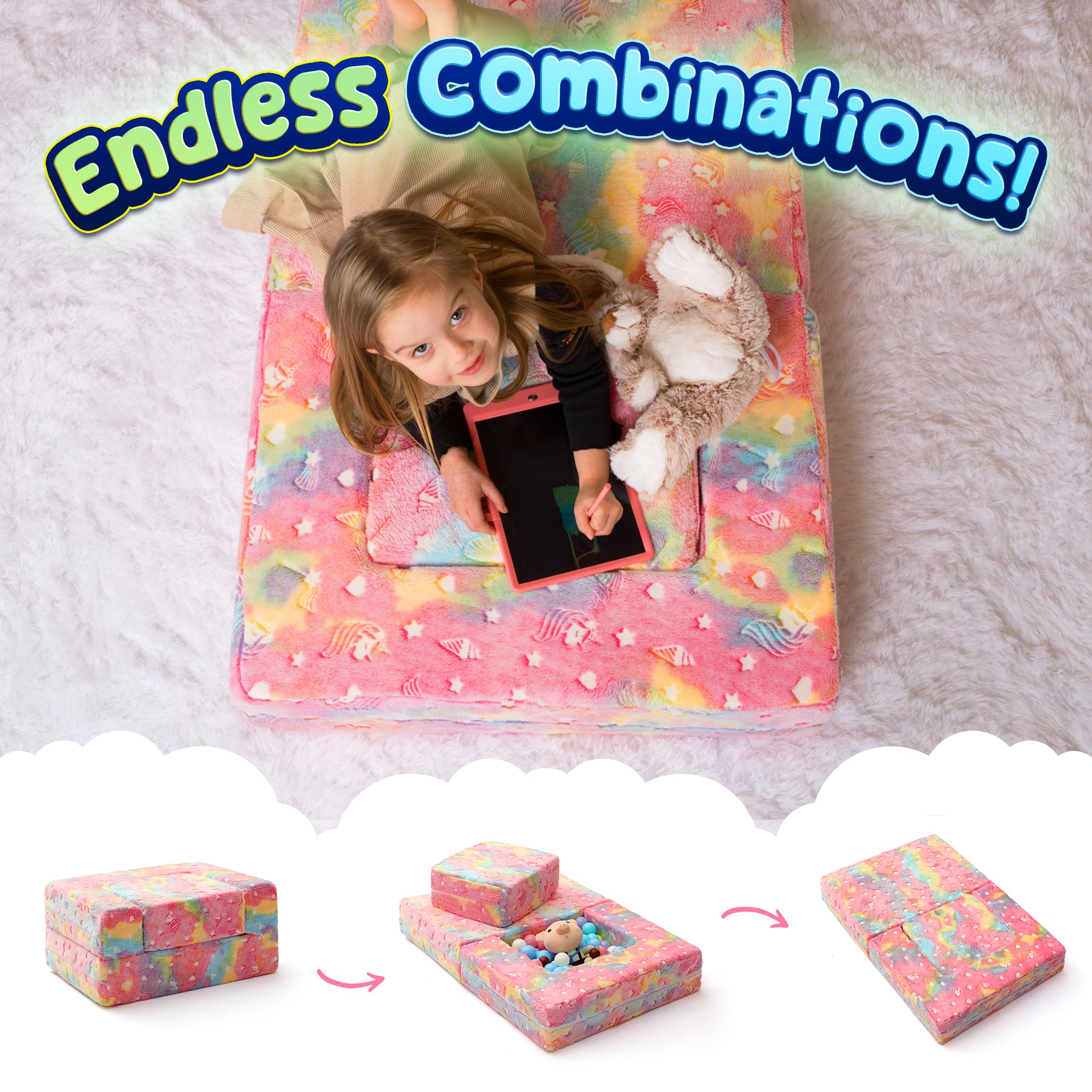**Modular Kids Play Couch Set - Toddler Sofa with Fold-Out Design, Soft Foam Cushions for Playroom & Nursery | Perfect for Playtime, Reading & Relaxation**