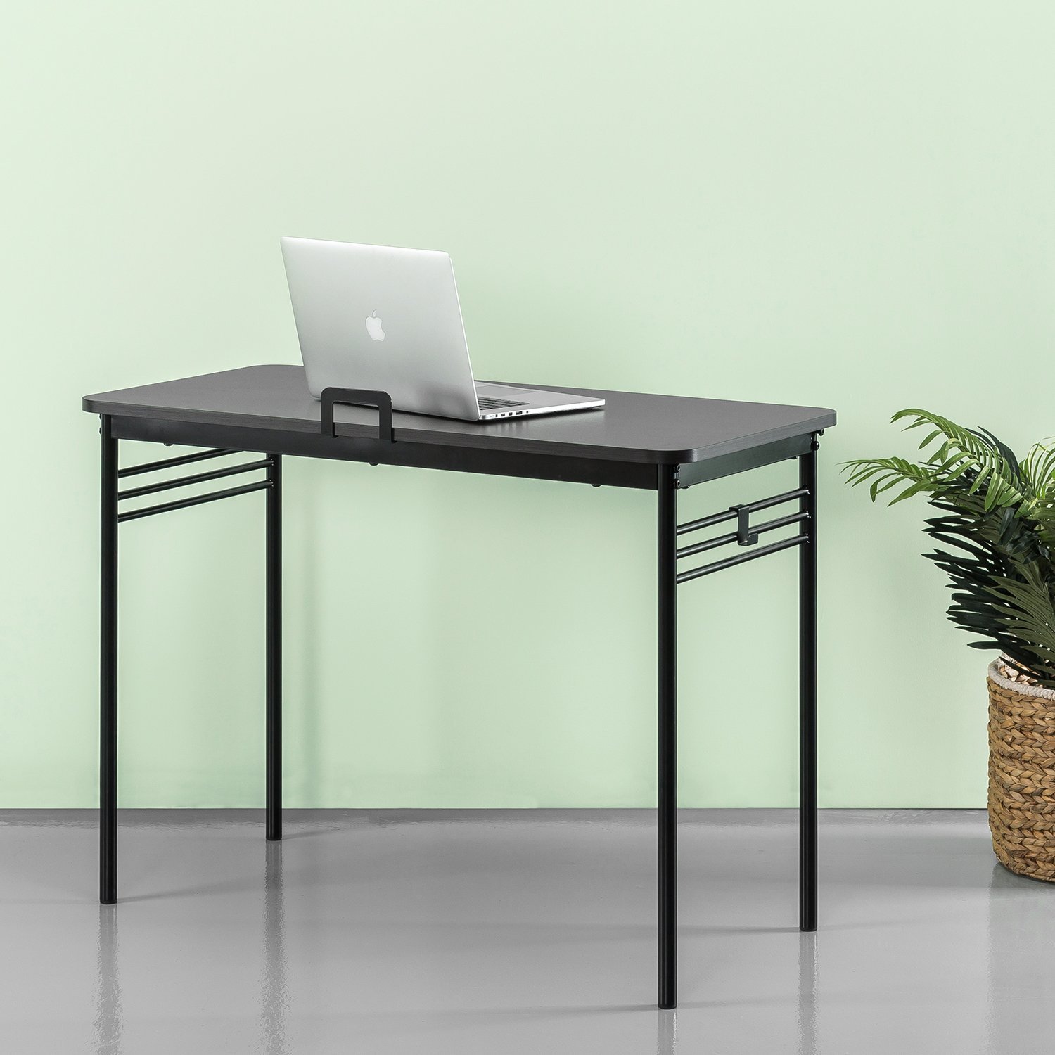 Zinus Connie Metal Framed Desk in Espresso Brown - Modern Home Office Desk with Sturdy Steel Frame & Wood Top - Perfect for Small Spaces, Study Rooms & Work from Home Setup