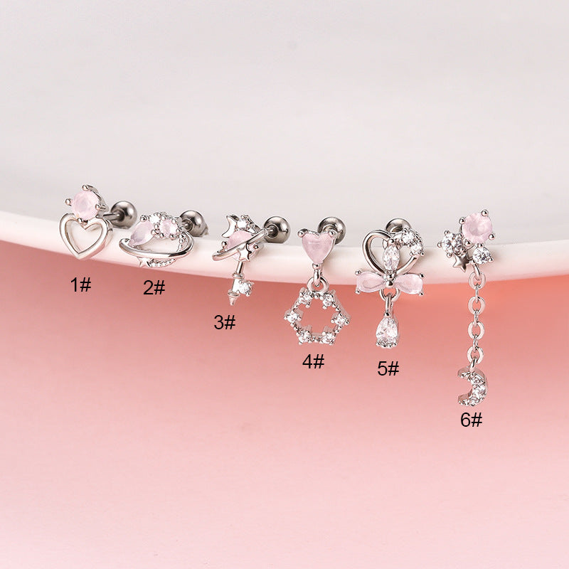 20G Cartilage Heart Dangle Barbell Stud Earrings for Women - Stainless Steel Tragus & Helix Piercing Jewelry - Perfect for Valentine's Day, Anniversary & Everyday Wear | HSPJ813