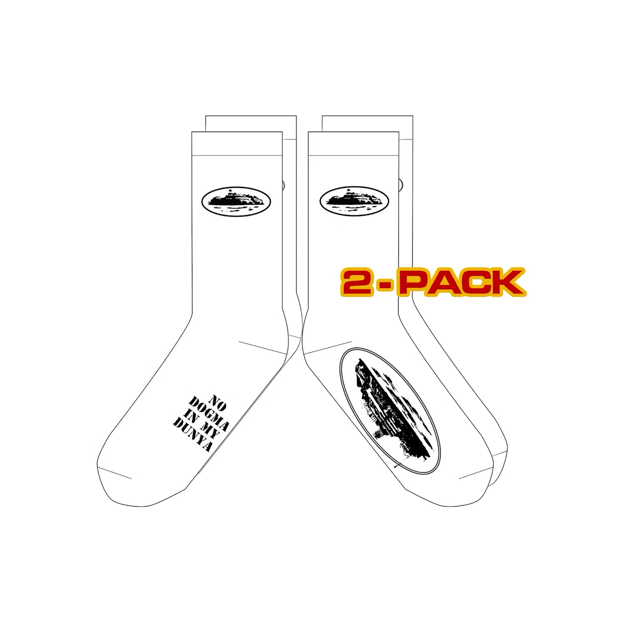 Corteiz Alcatraz Socks 2-Pack - Premium White Athletic Socks for Men & Women - Perfect for Running, Gym, and Casual Wear