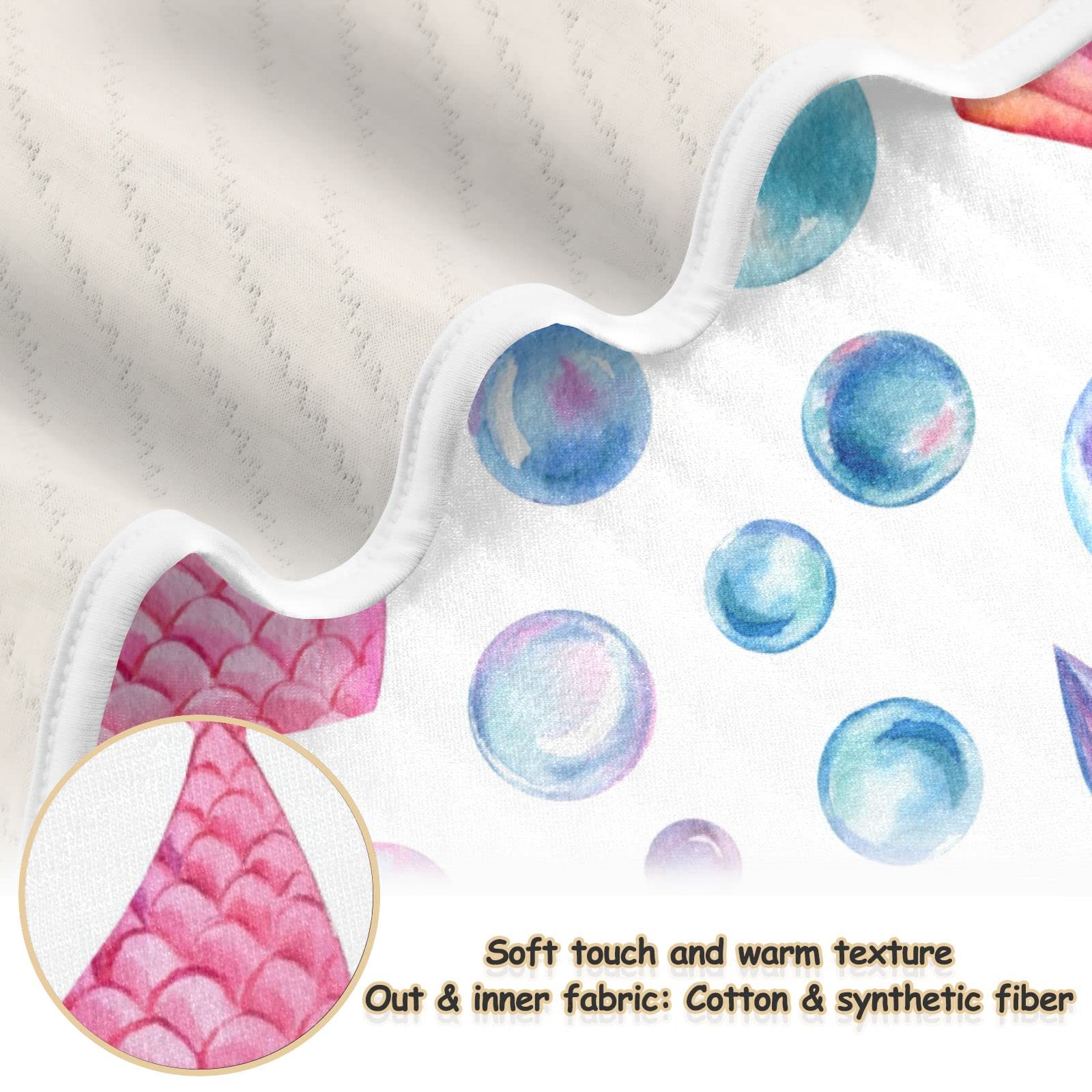 **JIPONI Super Soft & Warm Baby Blanket - 30x40 Inch Mermaid Tail Design with Bubbles, Seashells & Starfish - Personalized Baby Gift for Boys & Girls | Perfect for Nursery, Swaddling & Photo Shoots**