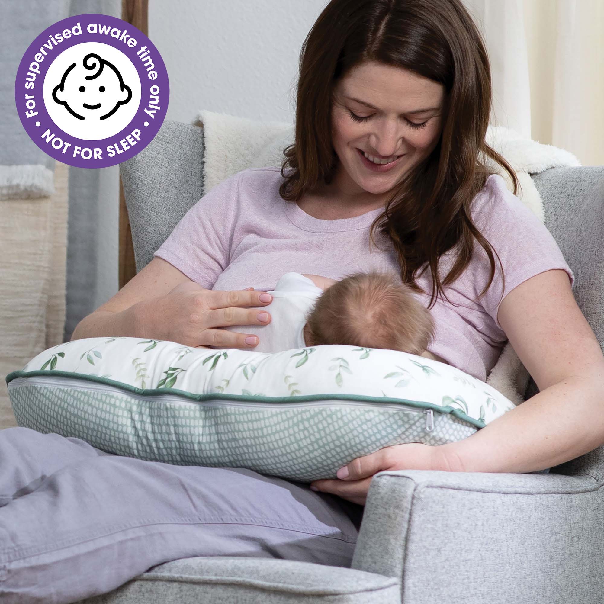 Organic Nursing Pillow Cover - Soft & Breathable Cotton Support for Breastfeeding - Perfect for New Moms, Baby Feeding & Comfortable Nursing at Home or On-the-Go