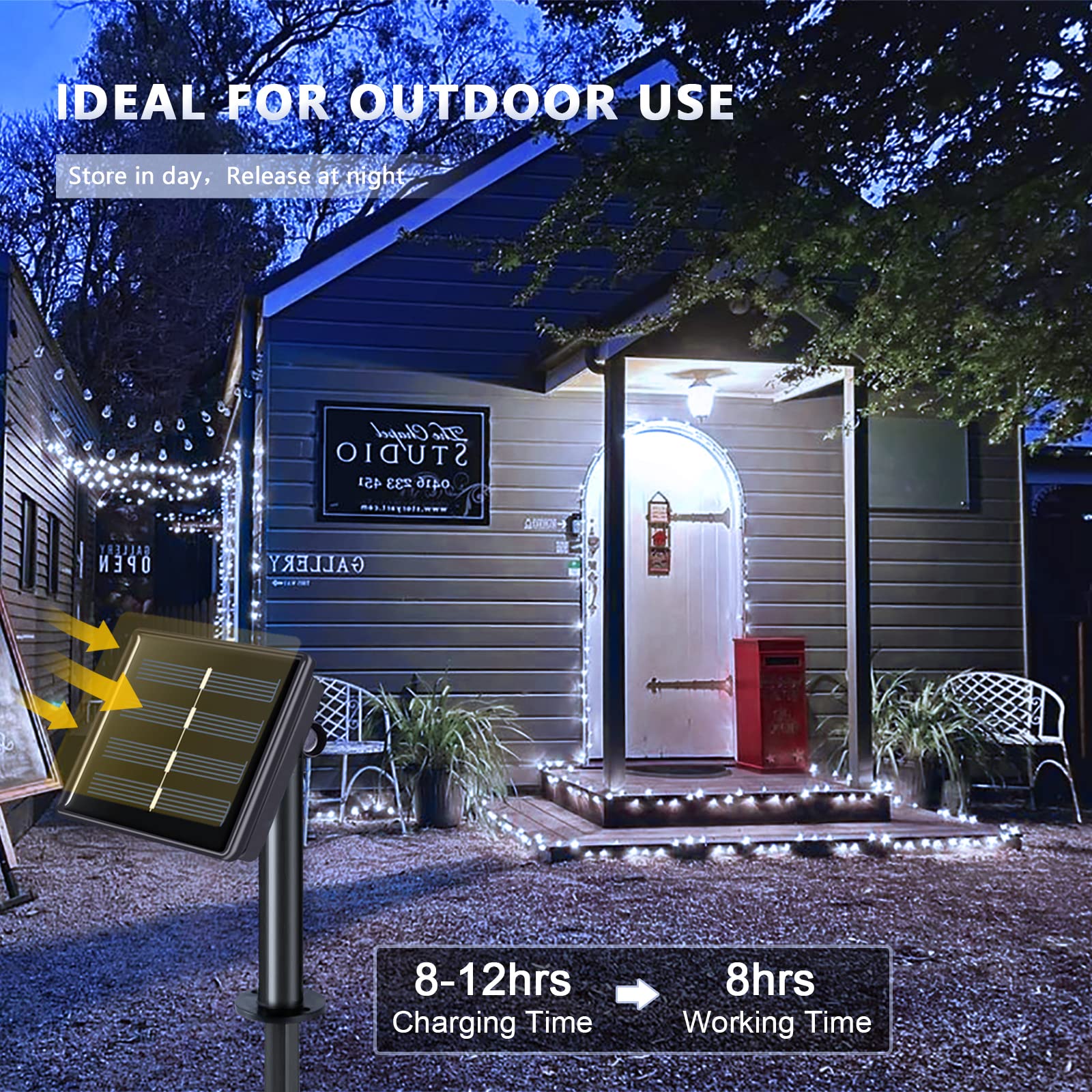 JMEXSUSS 4 Pack 100 LED Solar String Lights - 33ft Waterproof Outdoor Fairy Lights with 8 Modes | Solar Powered Christmas Lights for Garden, Yard, Tree, Wedding & Patio Decorations | Perfect for Backyard Parties, Holiday Lighting & Romantic Ambiance