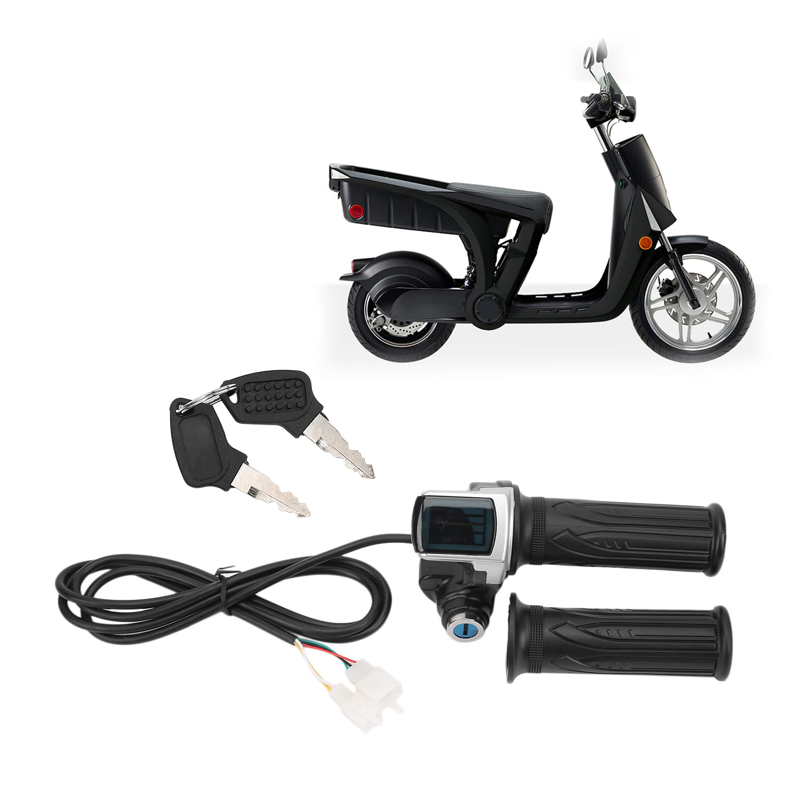 KIMISS 48V Electric Bike Throttle with LED Indicator & Lock Key Set - Universal E-Bike Throttle Grip for Motorcycles, Scooters - Perfect for Commuting, Off-Road Adventures & Urban Riding