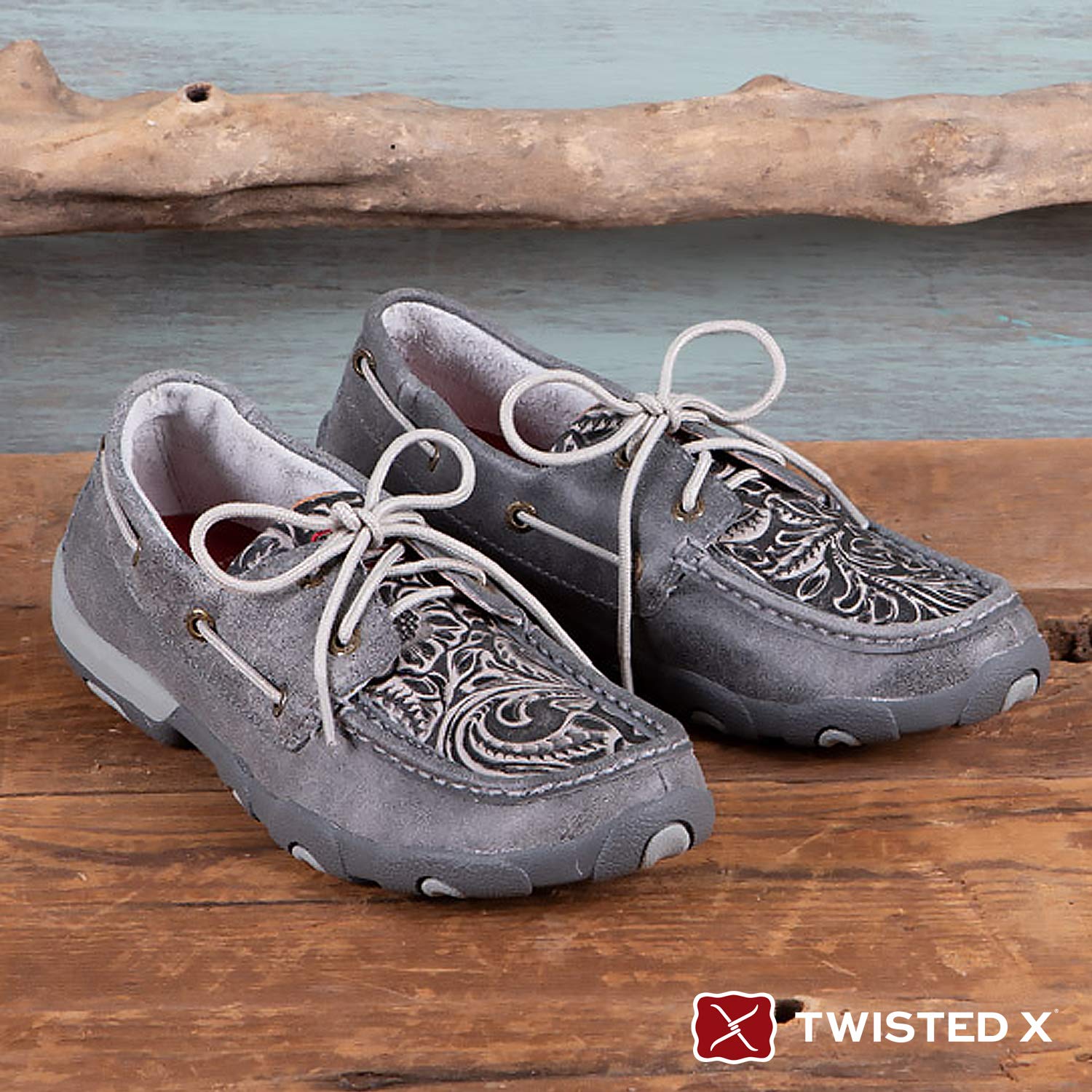 Twisted X Women's Comfortable Boat Shoe Driving Moc - Slip-Resistant Moc Toe Loafers for Casual Wear, Boating & Driving
