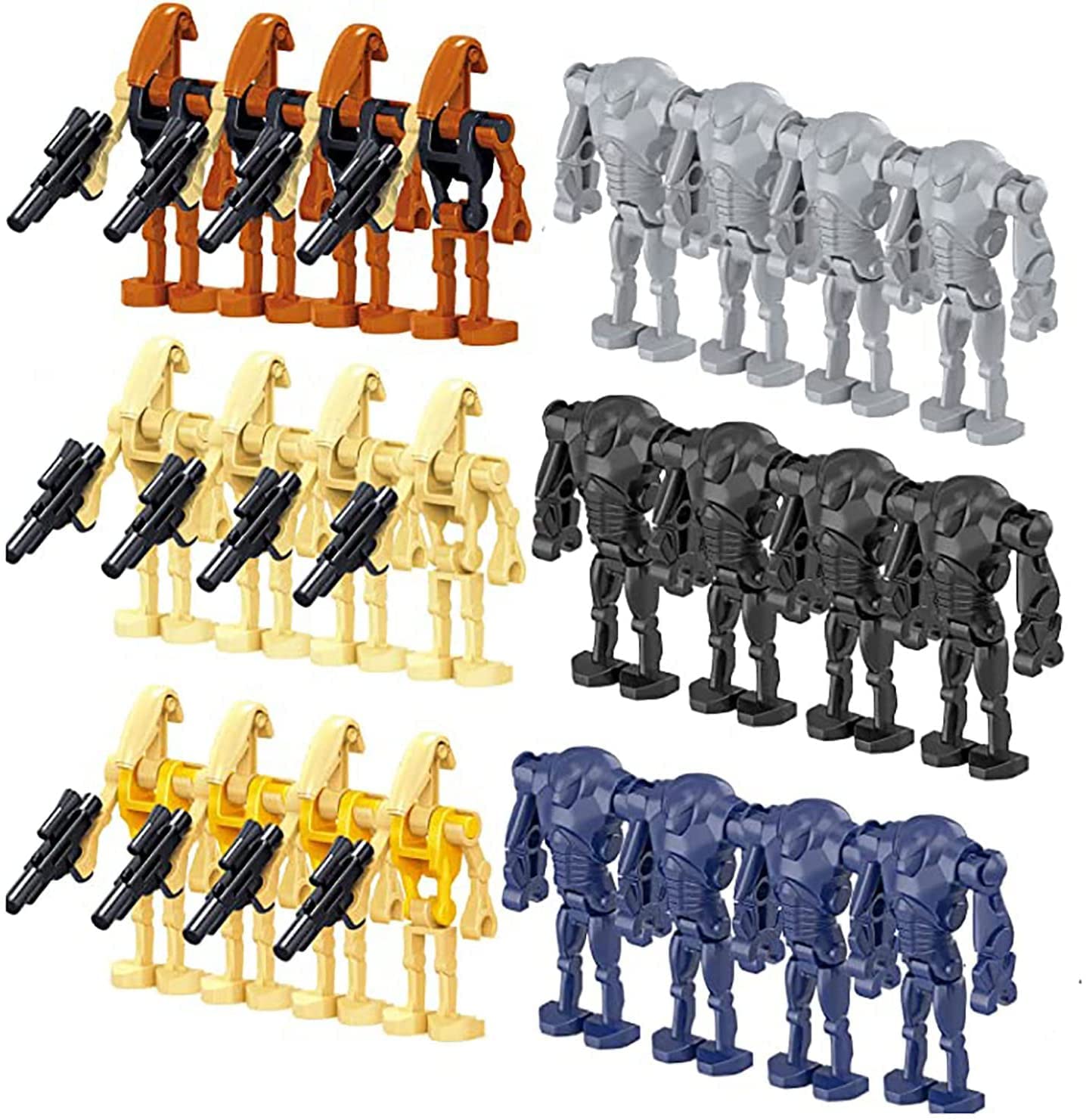 24-Piece Battle Robots Army Set - Action Figure Block Robots with Weapons - STEM Toy Gift for Boys - Perfect for Imaginative Play & Battle Scenes