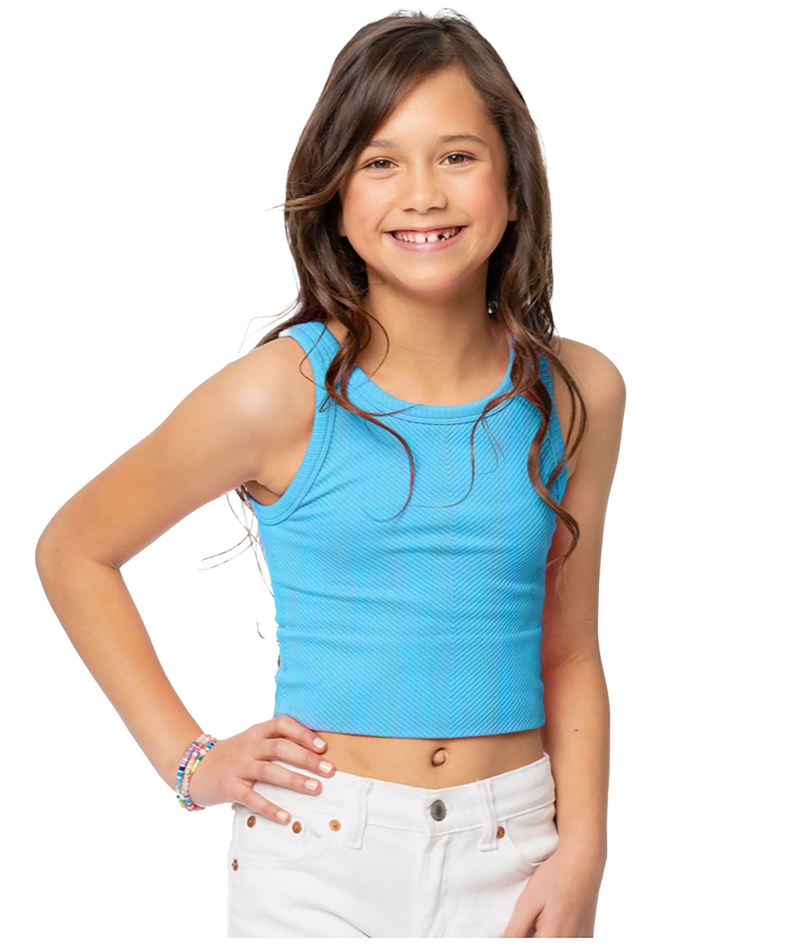 Malibu Sugar Girls Chevron Crop Tank Top - Trendy Summer Beachwear for Women, Perfect for Pool Parties, Vacations & Casual Outfits