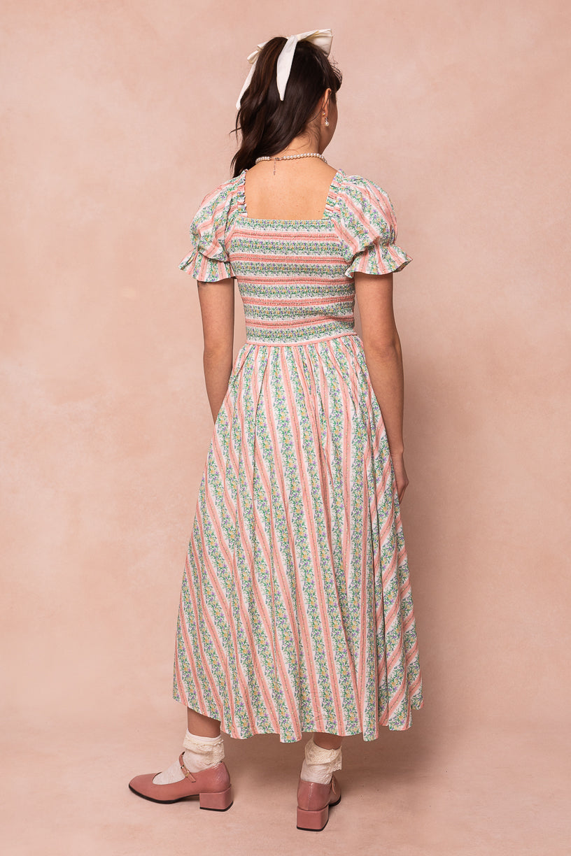 Teagan Floral Stripe Short Sleeve Dress for Women | Summer Casual Dress | Perfect for Beach Vacations, Brunch Dates & Outdoor Parties