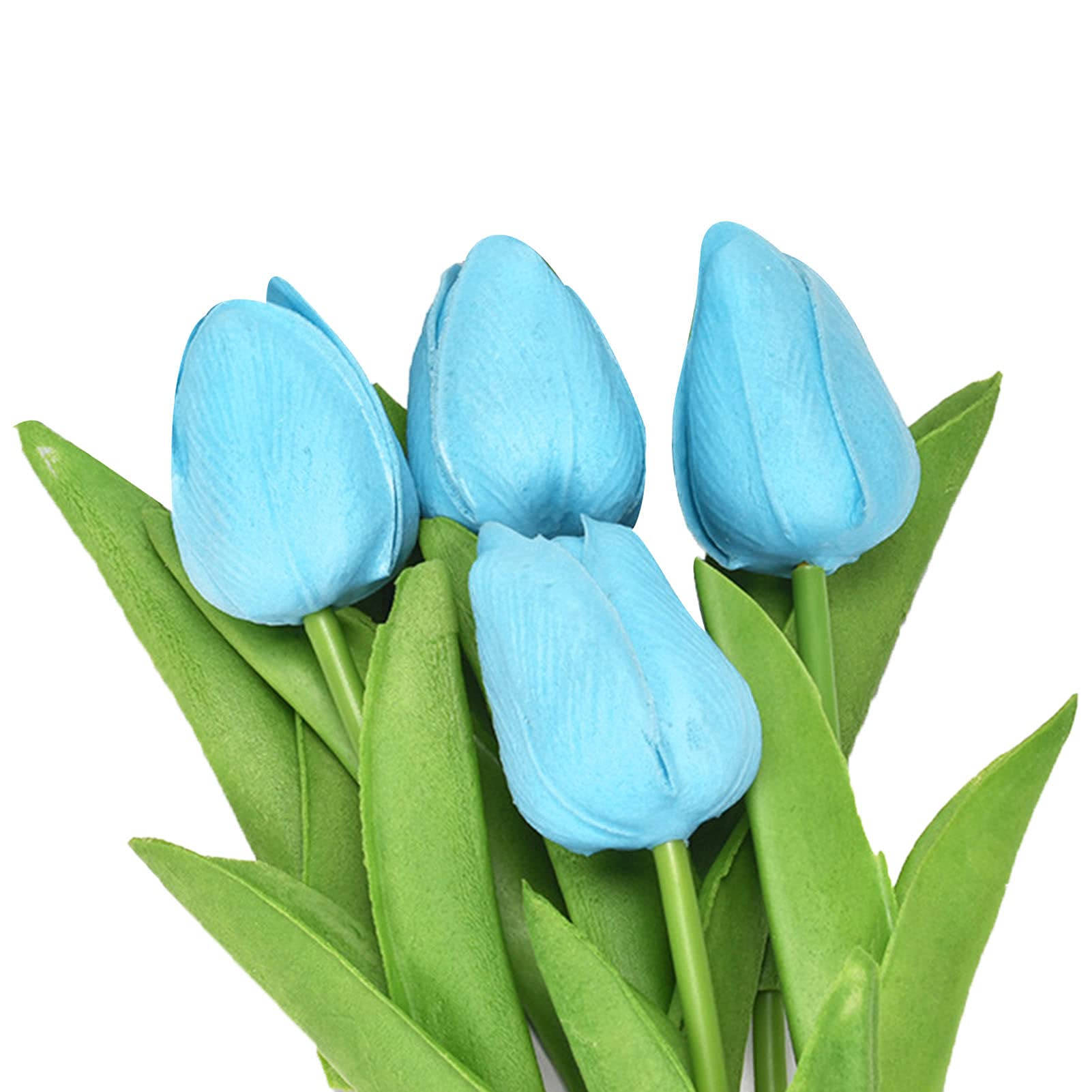 5Pcs Artificial Tulip Flowers Bouquet - Realistic Fake Floral Decor for Home, Wedding, Office & Party Decoration - Blue