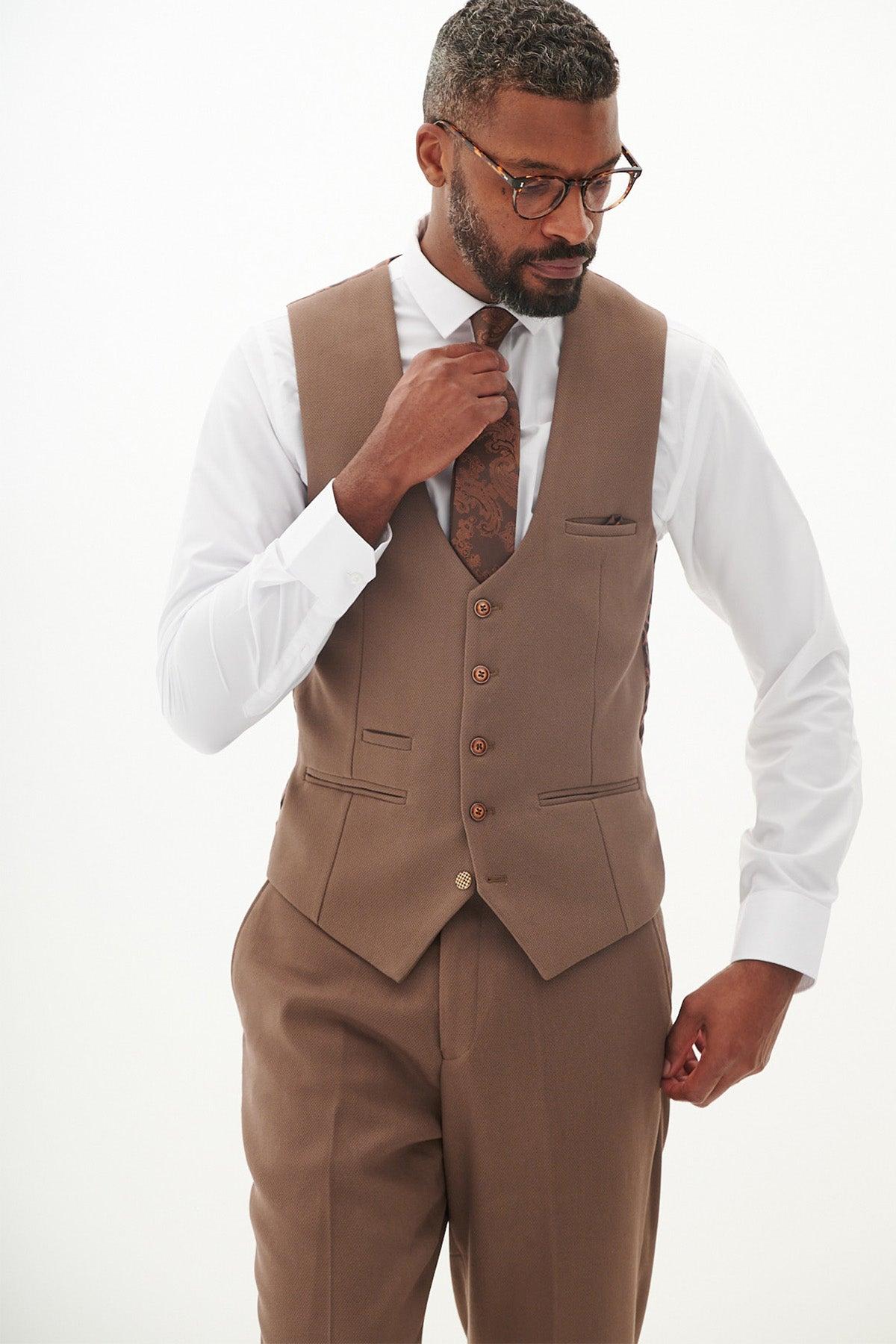 West Bromwich Albion FC Official HM5 Tan Tailored Suit - Premium Football Fan Attire for Men | Perfect for Match Days, Weddings & Formal Events