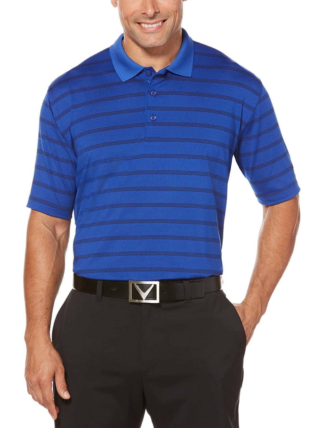 Big & Tall Performance Stripe Polo Shirt for Men - Moisture Wicking & Breathable - Perfect for Golf, Business Casual & Outdoor Activities