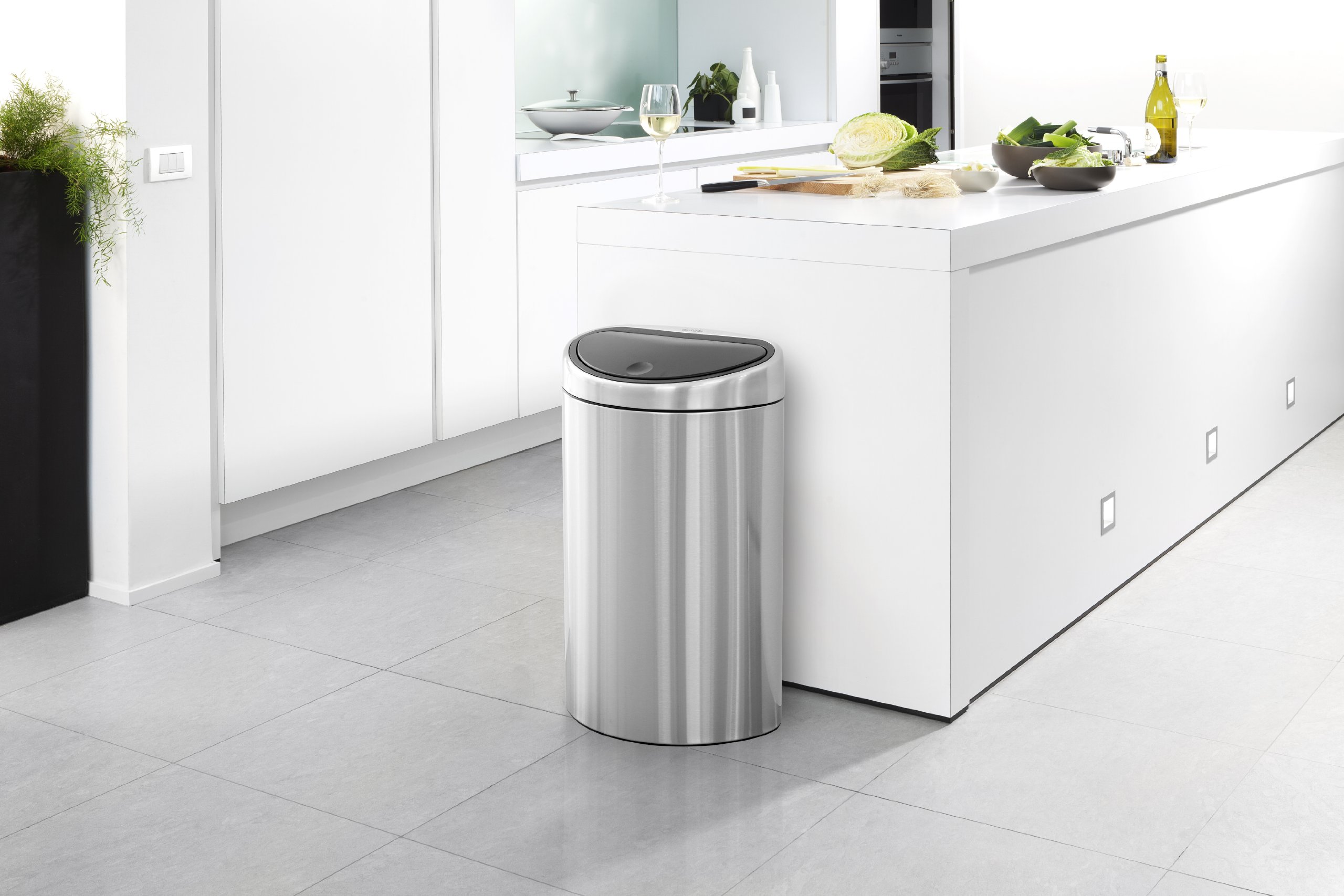 Brabantia Recycling Twin Touch Bin with Plastic Buckets - 10L & 23L Matt Steel Trash Can for Kitchen, Bathroom & Office Waste Separation