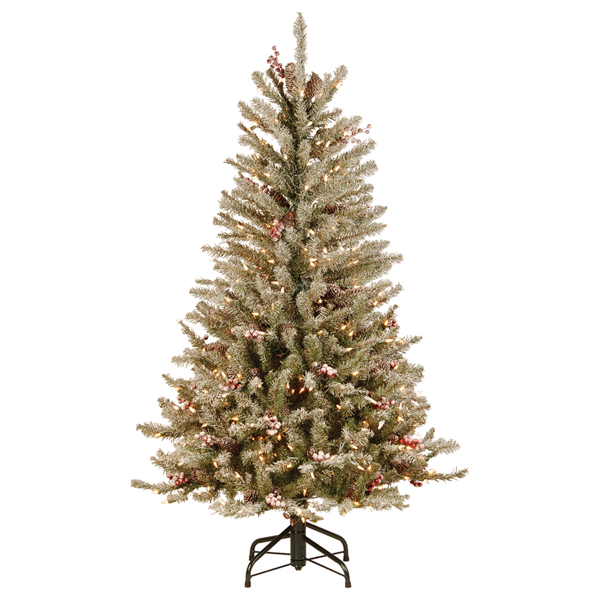 4.5 ft Pre-Lit Dunhill Fir Slim Artificial Christmas Tree with Clear LED Lights - Perfect for Small Spaces & Holiday Decorations