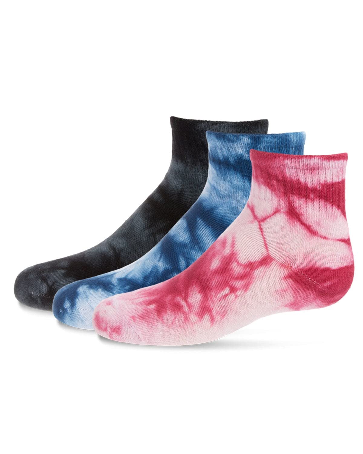 MeMoi Tie Dye Cotton Blend Mid-Cut Socks 3 Pack - Comfortable Casual Socks for Women & Men - Perfect for Everyday Wear, Yoga, Gym & Home Relaxation