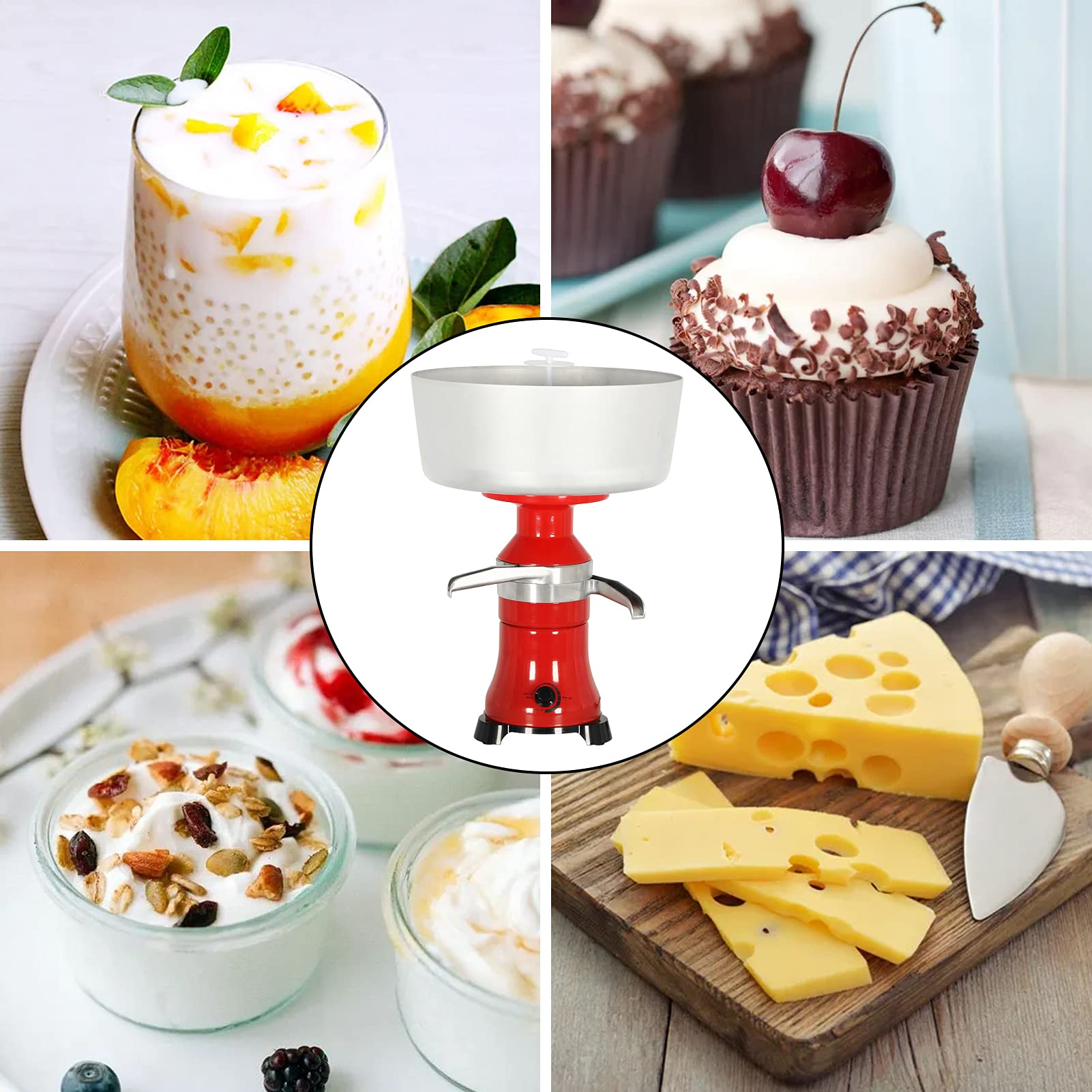 Electric Milk Cream Separator 100L/H - Stainless Steel Centrifugal Cream Separator for Goat & Cow Milk - 110V 100W - Turns Whole Milk into Cream & Skim Milk - Perfect for Home Dairy, Farm Use & Small Business Production