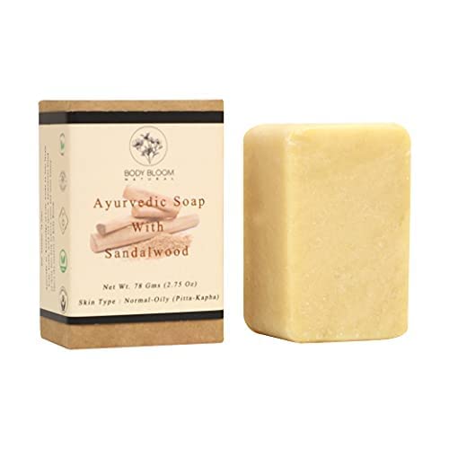 Organic Sandalwood Ayurvedic Soap for Oily Skin - 78g | 100% Natural Cold Process Handmade Soap | Vegan, Biodegradable & Palm Oil Free | Luxury Bath & Body Care for Spa, Travel & Eco-Friendly Gifting