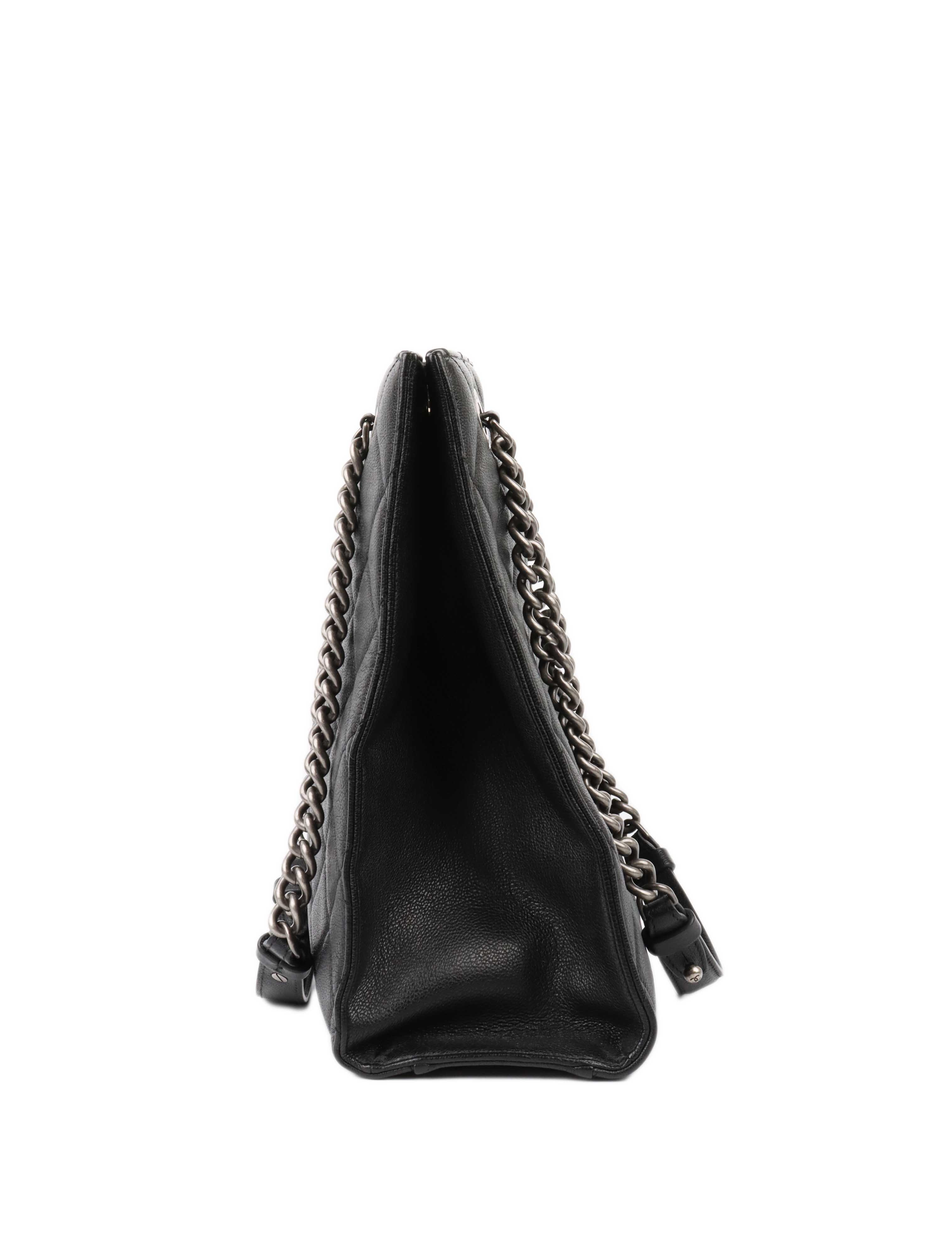 Chanel Black Caviar Quilted Leather Shopping Tote Bag for Women - Luxury Designer Handbag for Work, Travel & Everyday Use