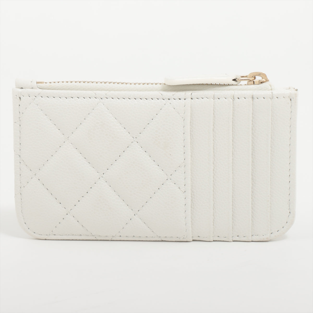 Chanel Matelasse Caviar White 5 Slot Zipper Card Holder Wallet - Luxury Compact Card Case for Everyday Use & Travel Essentials